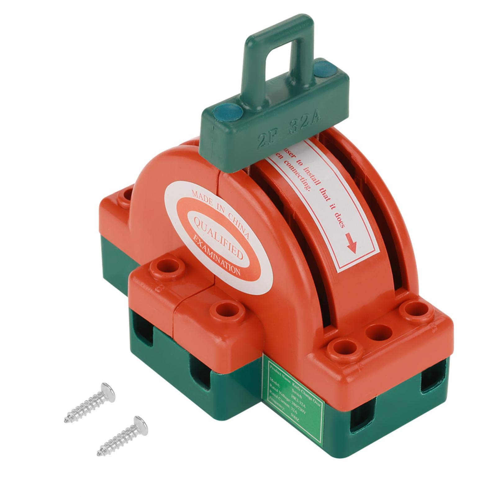 2Pcs 32A 220V AC DPDT Double Pole Knife Switch - Safety Disconnect Switch with Copper Contacts for Dual Power Transfer & Electric Brake Control | Ideal for Industrial Equipment, Power Distribution & Electrical Safety Applications