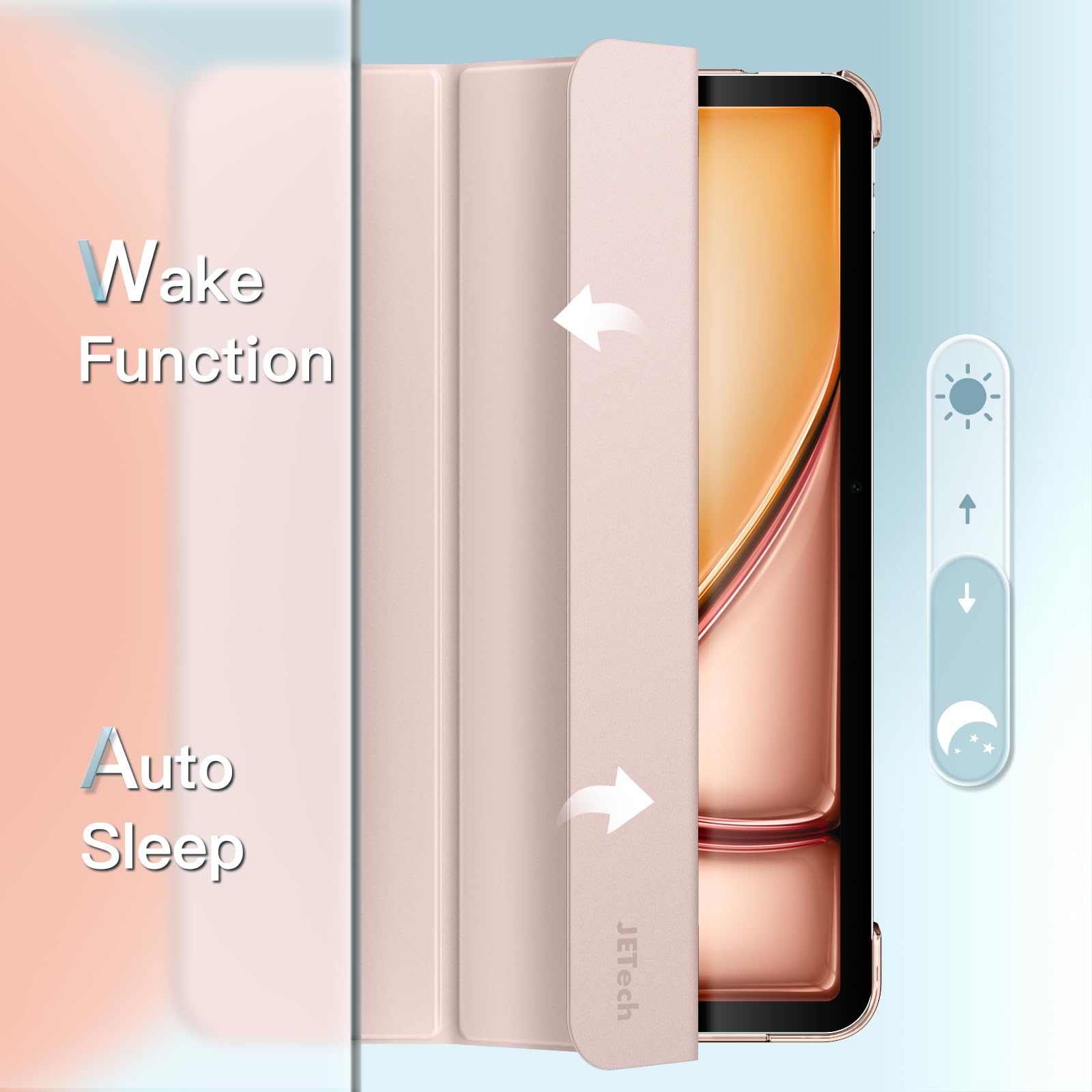 JETech Slim Stand Hard Back Shell Cover Case for iPad Air 11-Inch M3/M2 (2025/2024) & iPad Air 5 (2022 10.9-Inch) with Auto Wake/Sleep - Rose Gold | Perfect for Work, Travel & Home Use
