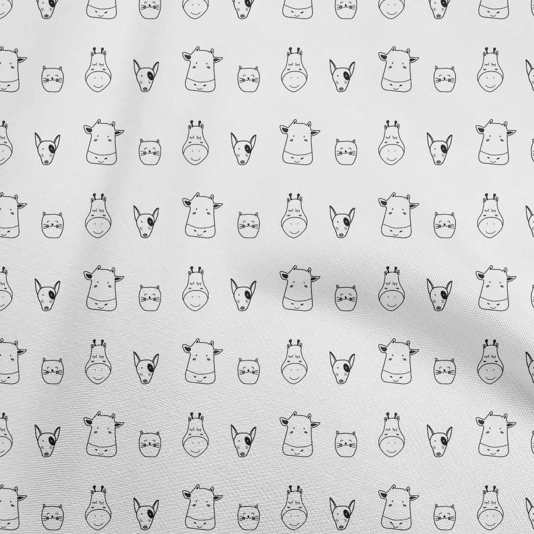 Premium 100% Cotton Poplin Twill White Fabric - Cat & Cow Print for Kids Quilting & Sewing Projects - 56 Inch Wide by The Yard - Perfect for DIY Baby Blankets, Dressmaking, and Home Decor Crafts