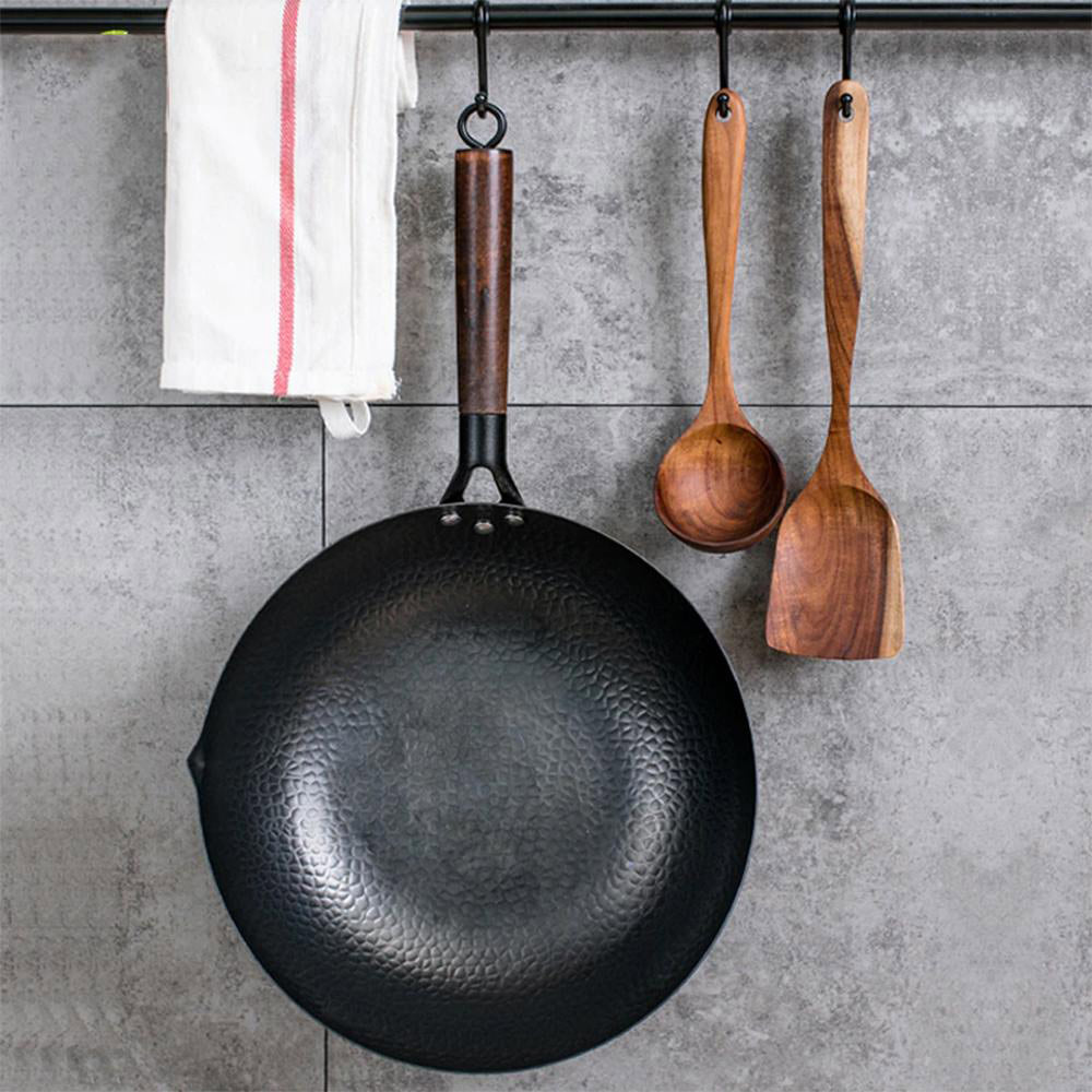 Premium Bjorn Cast Iron Deep Wok Pan - 14 Inch Traditional Chinese Stir Fry Skillet with Wooden Handle & Glass Lid - Perfect for Stir-Frying, Deep Frying, Braising & Asian Cooking