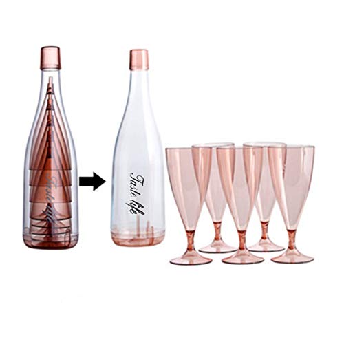 Acrosser 5-Piece Plastic Bar Goblet Set - Pink Stemware Glasses for Cold Drinks, Juice & Cocktails with Storage Container | Perfect for Parties, Weddings & Home Entertaining