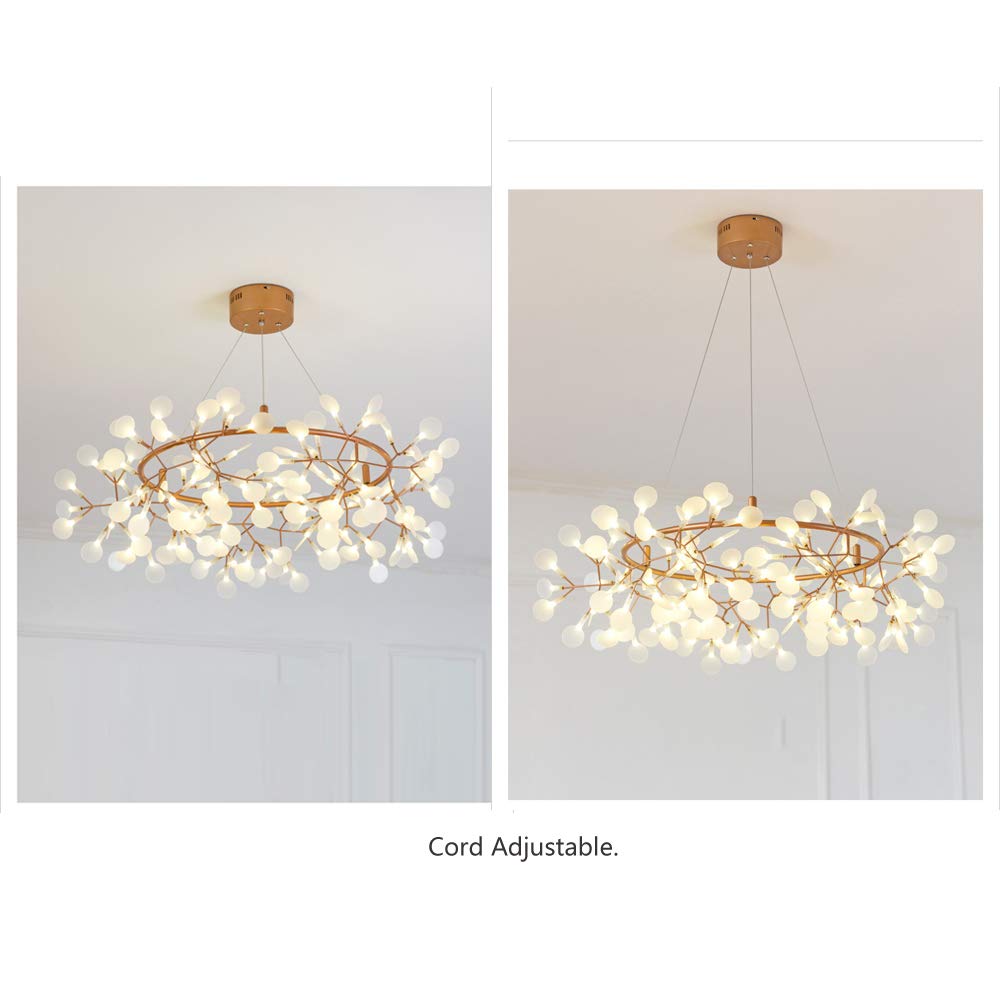 NIUYAO 81-Light Sputnik Firefly LED Chandelier - Modern Rose Gold Branch Pendant Lighting Fixture with Bulbs Included | Perfect for Dining Room, Living Room & Bedroom Decor