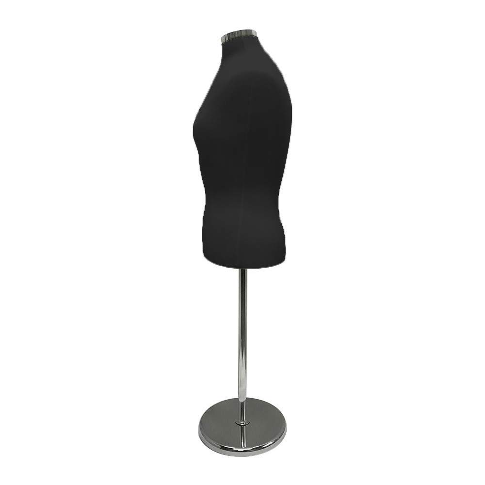 Adjustable Female Mannequin Torso with Chrome Base - Black Dress Form for Clothing Display, Fitting, and Tailoring | Perfect for Boutiques, Fashion Design, and Sewing Studios