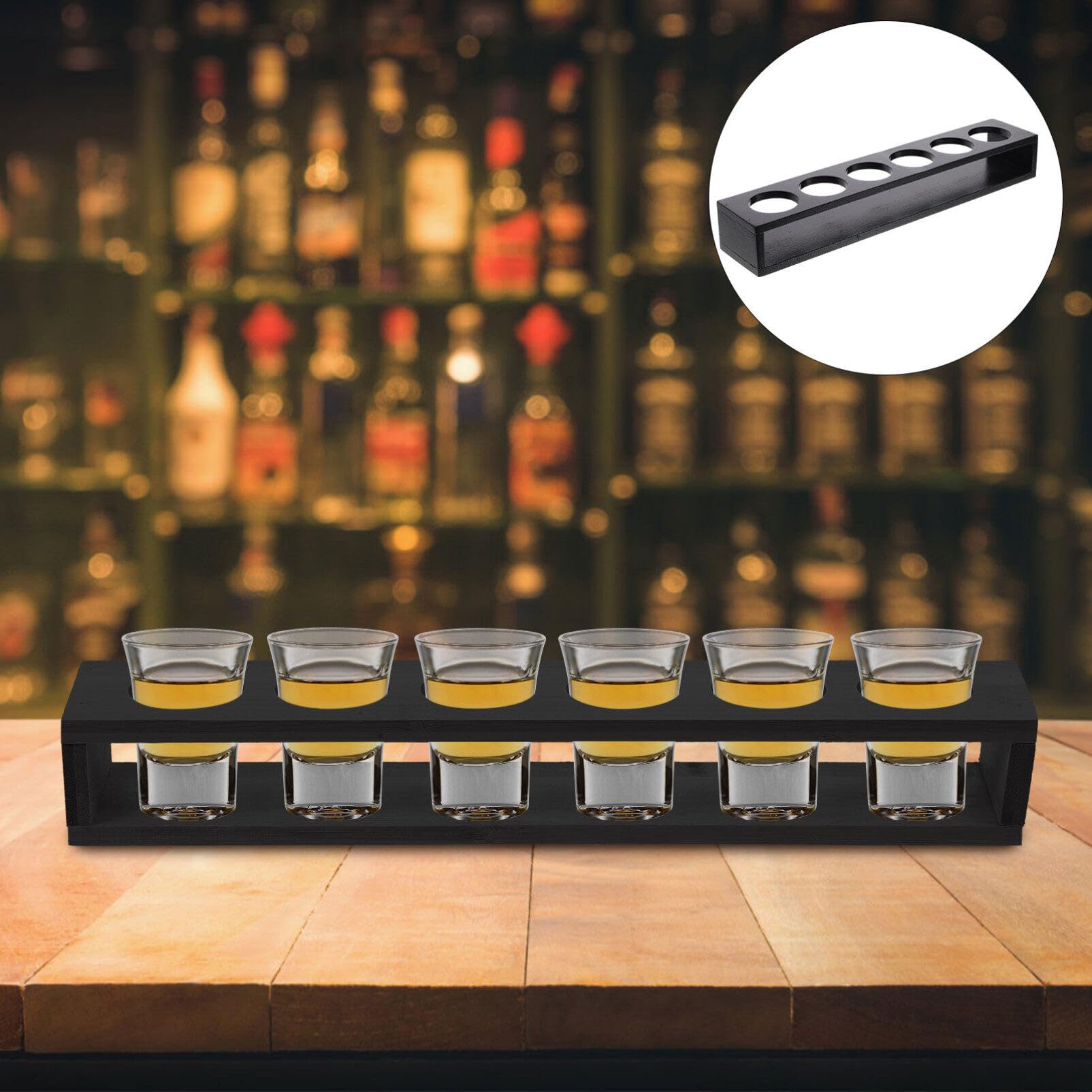 Wooden Shot Glass Holder & Wine Cup Tray - Whiskey Glass Storage Organizer for Bar, Home, and Party Use