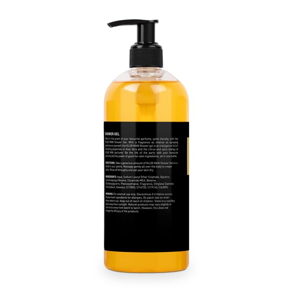 Bella Vita Luxury KLUB Men's Body Wash - Refreshing Shower Gel with Aloe Vera for Deep Cleansing, Hydration & Moisturizing | 500ml for Softer, Smoother Skin | Perfect for Gym, Travel & Daily Shower Routine