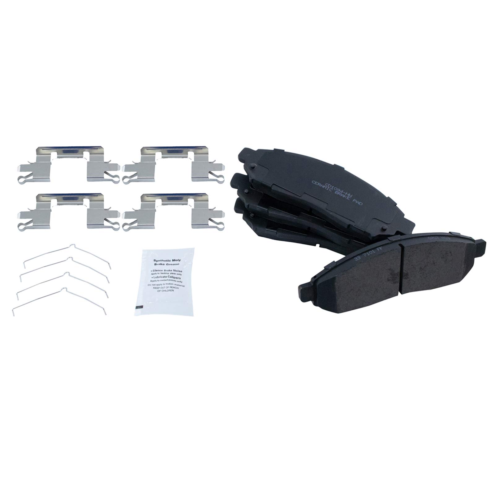 TRQ Front Posi Ceramic Brake Pads & Performance Rotors with Wheel Hub Bearing Kit - High-Performance Braking for Trucks, SUVs, and Off-Road Vehicles