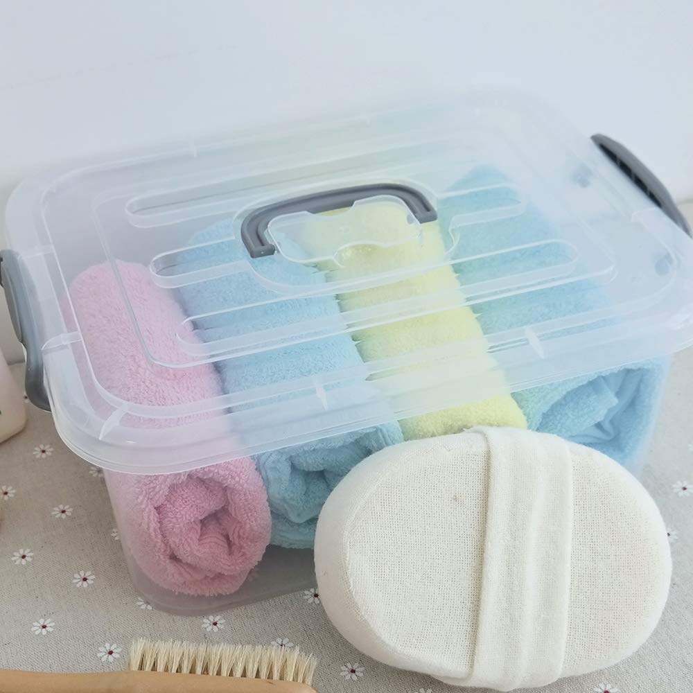Kekow 2-Pack Clear Plastic Storage Containers with Secure Latch Lids - 8 Liter Airtight Food Storage Bins for Kitchen Pantry Organization, Meal Prep & Office Supplies