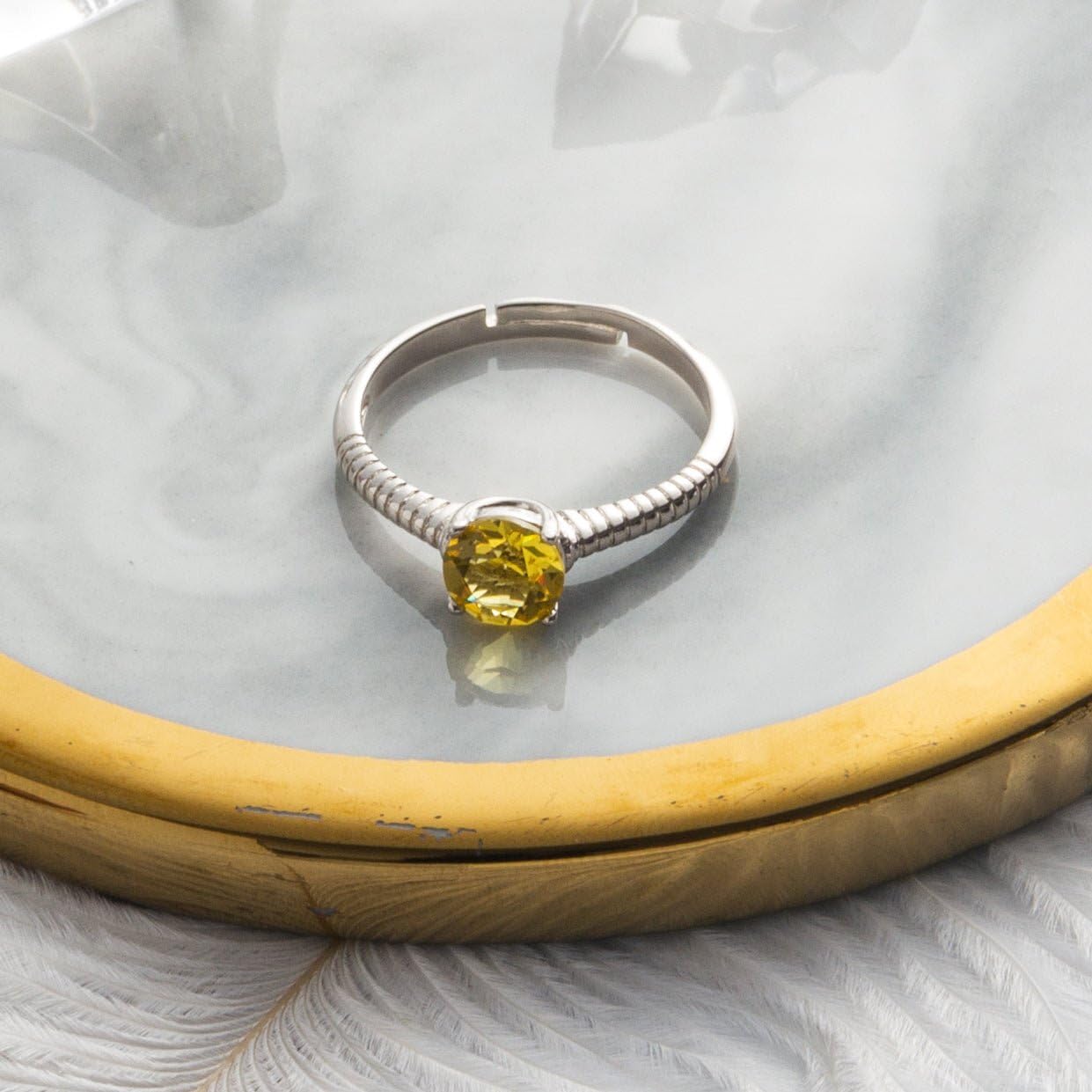 Topaz Birthstone Ring with Zirconia for November Birthdays & Gifts