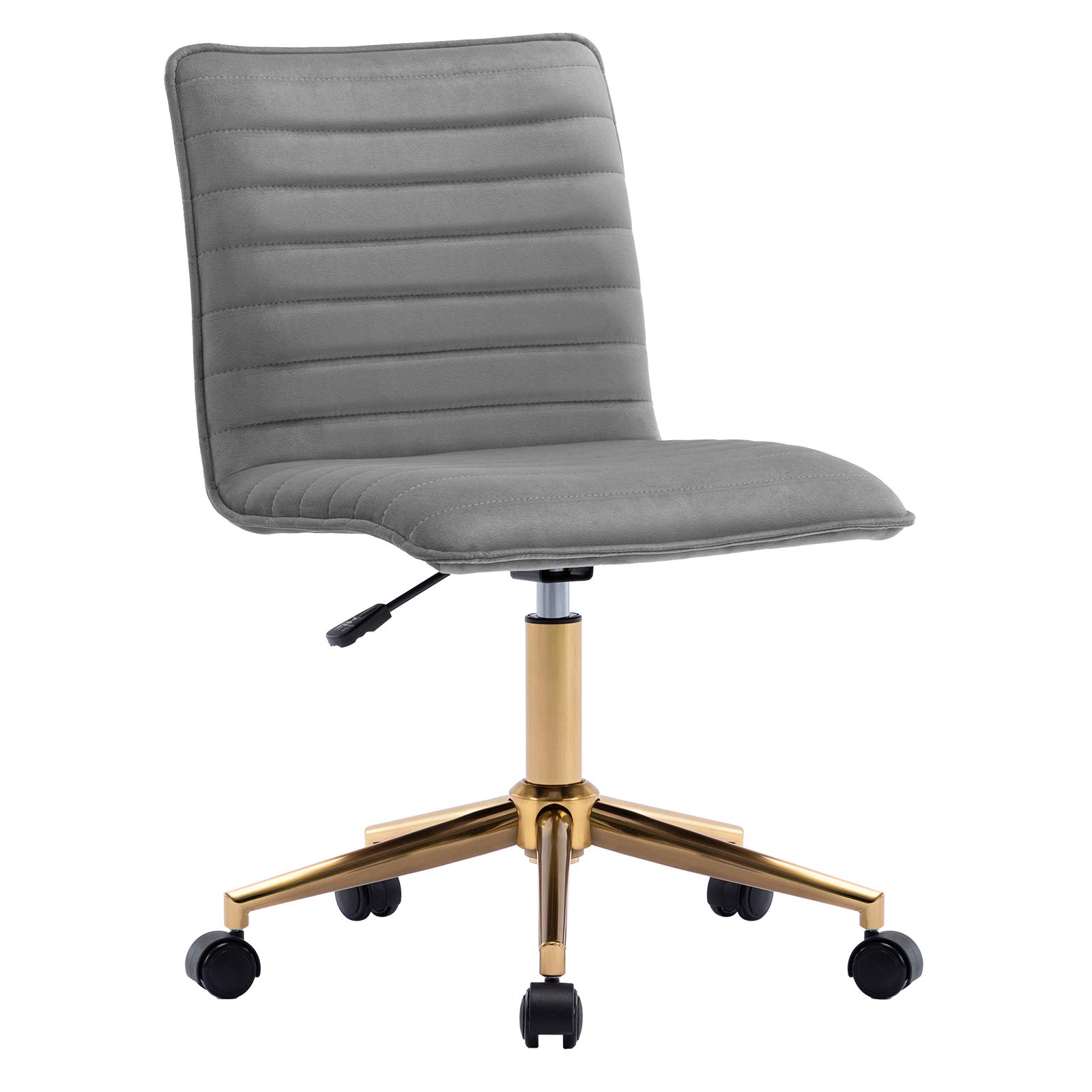 DUHOME Velvet Fabric Office Chair - Armless Swivel Computer Desk Chair for Home & Office, Ergonomic Task Chair in Grey | Perfect for Workstations, Gaming & Study Spaces