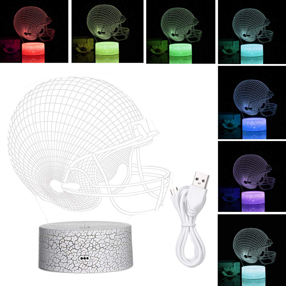 Galapara 3D LED Helmet Night Light - 7 Color Changing Illusion Lamp with Touch Control, Kids Bedside Lamp, Cool Room Decor for Boys & Girls, Perfect Gift for Birthday & Home Decoration (Use in Bedrooms, Game Rooms, Dorms)