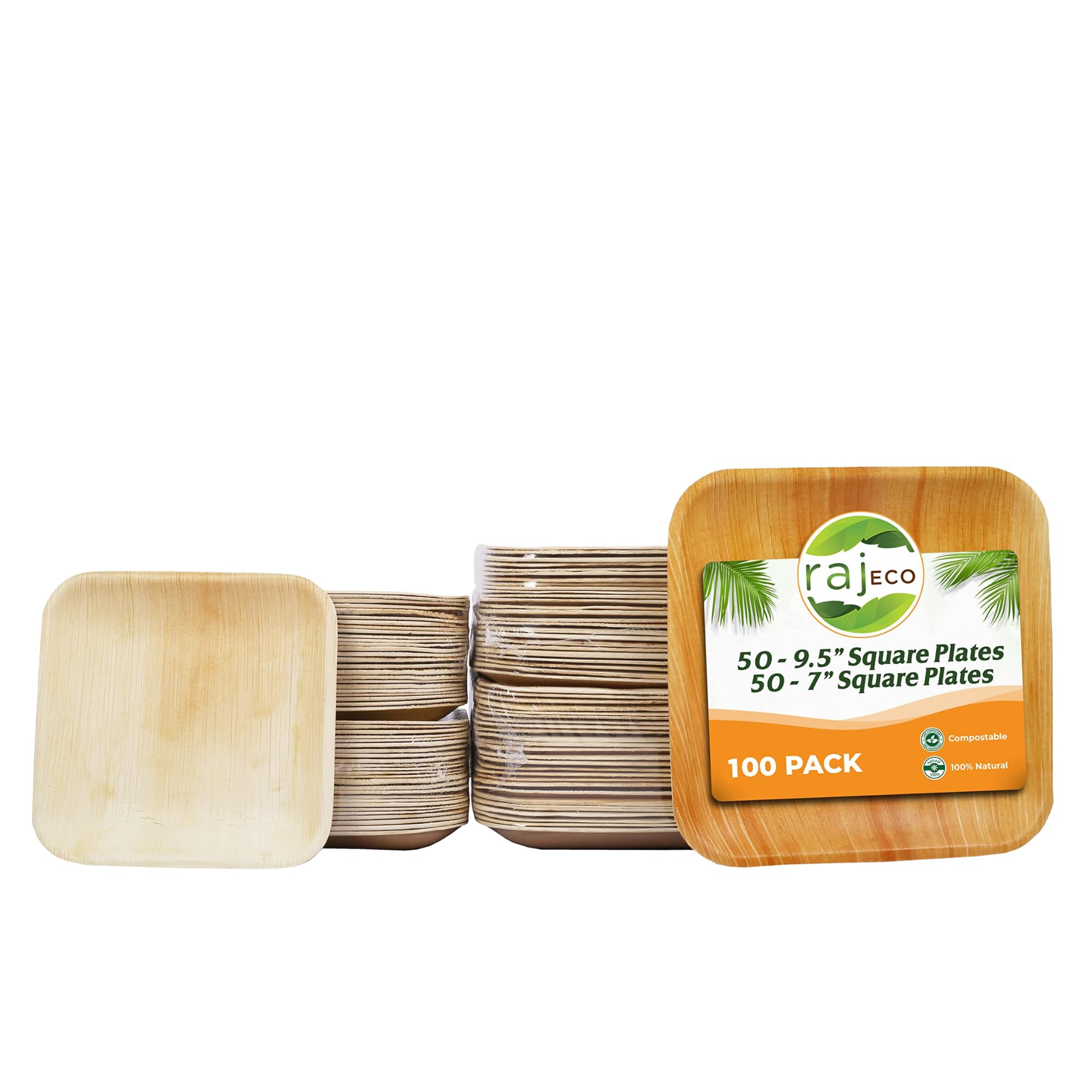 Eco-Friendly Raj Palm Leaf Plates [100-Pack] - 10