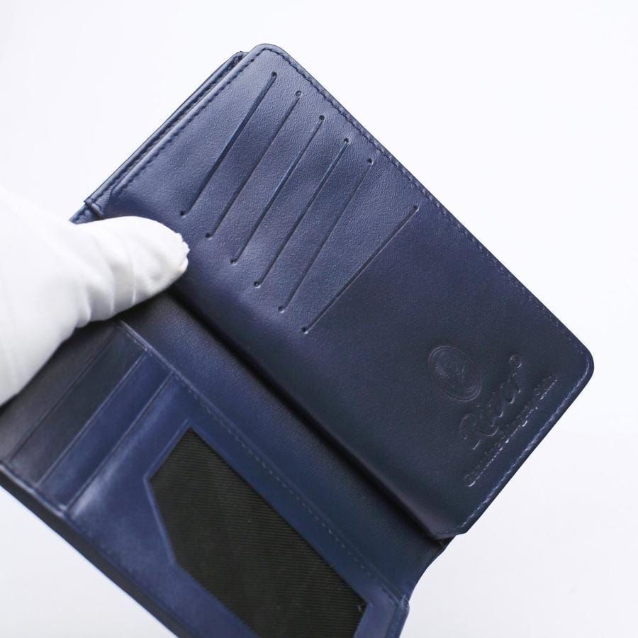 Premium Blue Stingray Skin Leather Long Wallet for Men - RFID Blocking Bifold Wallet with Money Clip - Perfect for Business, Travel & Everyday Use