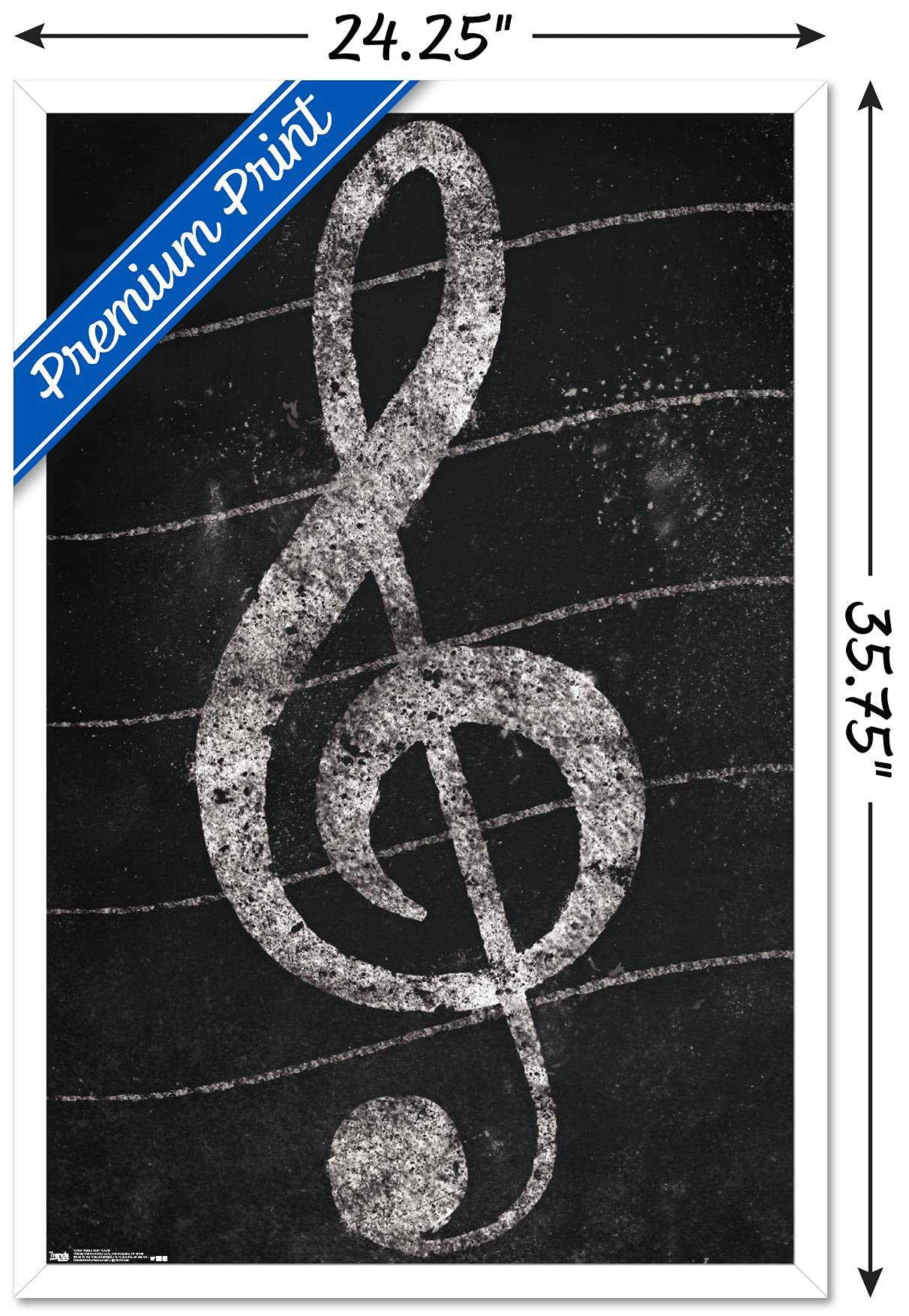 Trends International Treble Clef - Chalkboard Style Music Wall Art Poster, 22.375