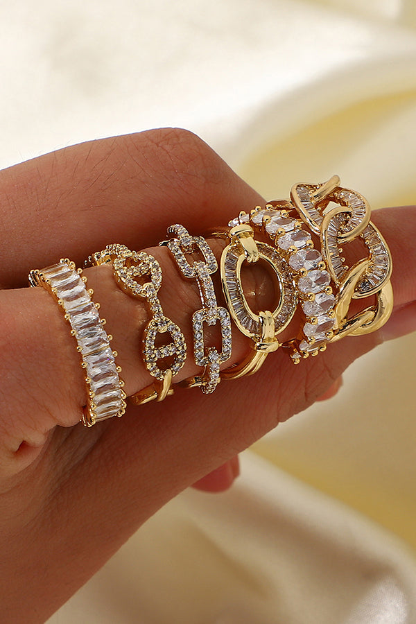 Vintage Zircon Open Ring for Women - Elegant Adjustable Statement Jewelry for Parties, Weddings & Everyday Wear