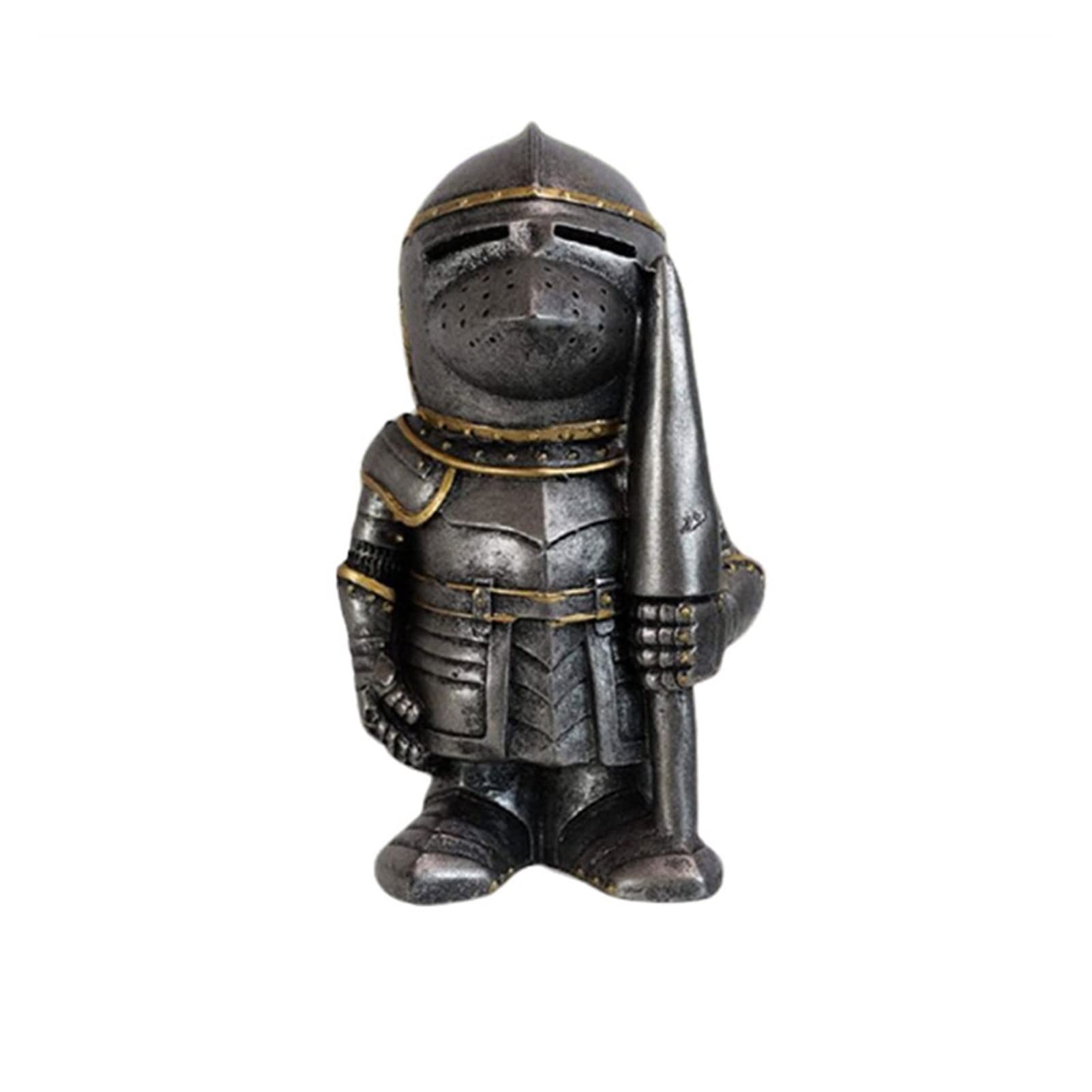 Outdoor Garden Sculpture - Dwarf Knight Statue in Armor, Miniature Goblin Soldier Guard Ornament for Yard & Lawn Decoration | Perfect for Fairy Gardens, Patio Displays & Landscape Accents (Color: 08)