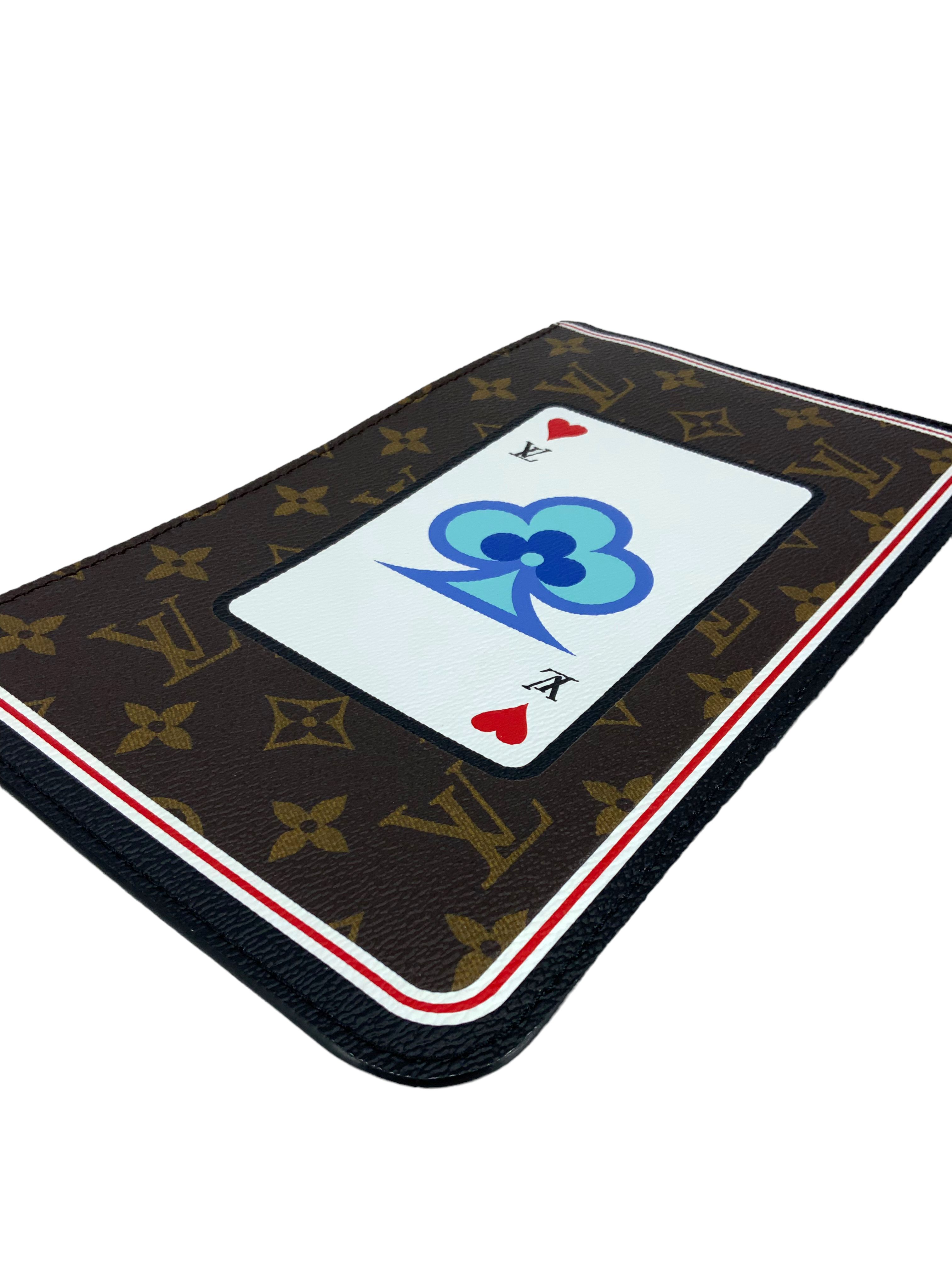Authentic Louis Vuitton Neverfull MM Pochette Wristlet with Poker Cards Game Design - Luxury Crossbody Bag for Women | Perfect for Travel, Shopping & Evening Events