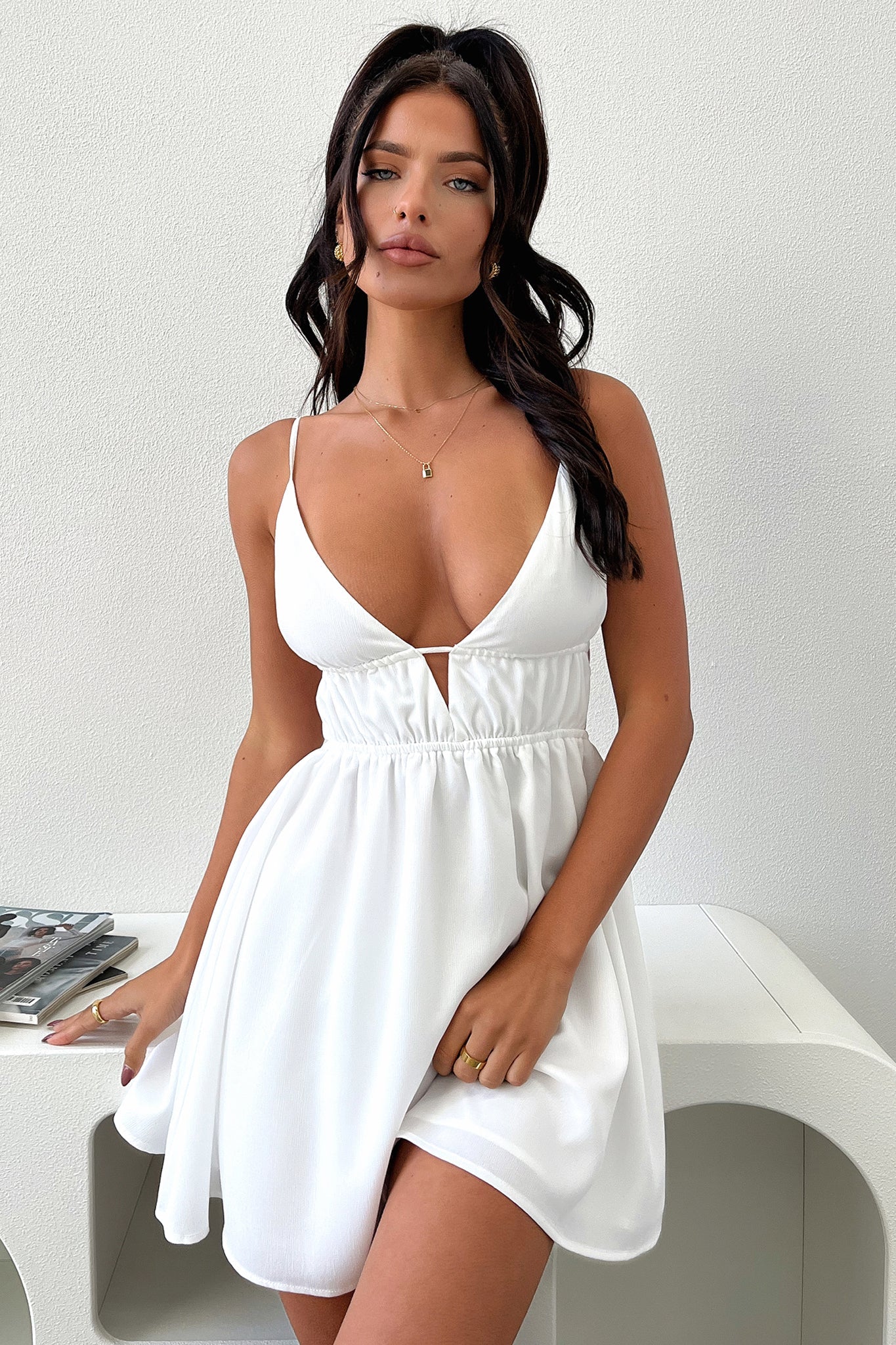 Elore Mini Dress for Women - Elegant White Summer Party Cocktail Dress | Perfect for Weddings, Dates & Night Out