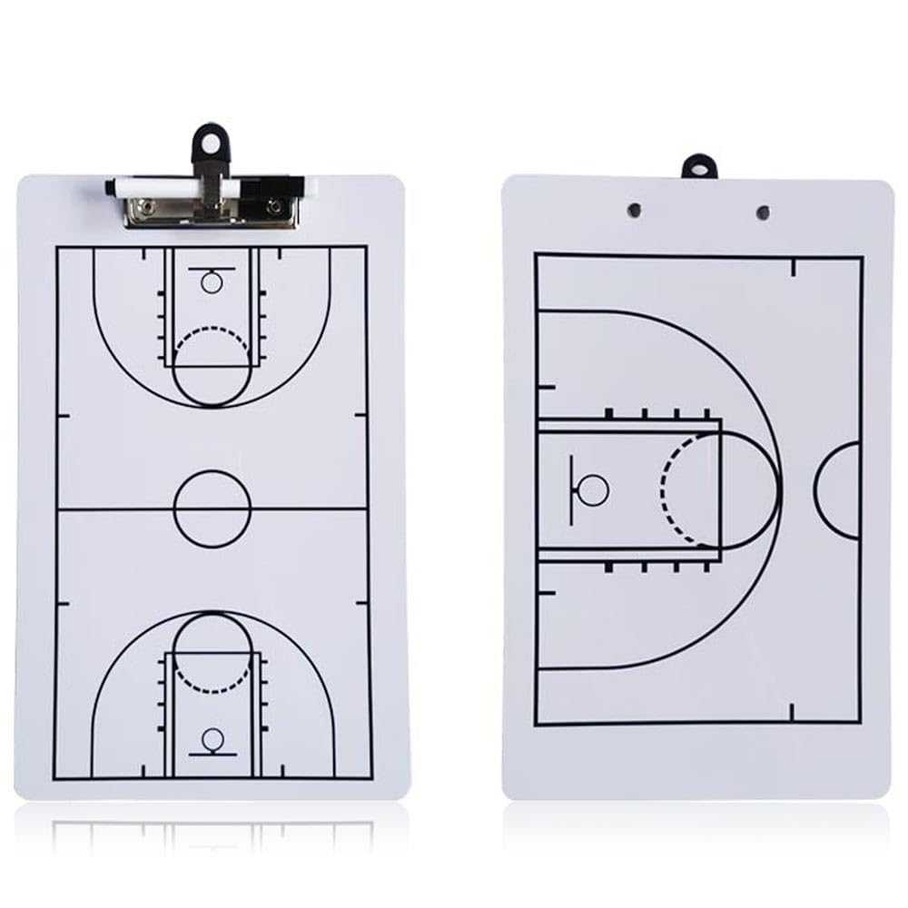 Basketball Coach Clipboard - Double-Sided Dry Erase Whiteboard with Marker Pen | Basketball Coaching Clipboard for Play Diagrams & Game Strategies | Perfect for Coaches, Trainers & Players During Practice & Games