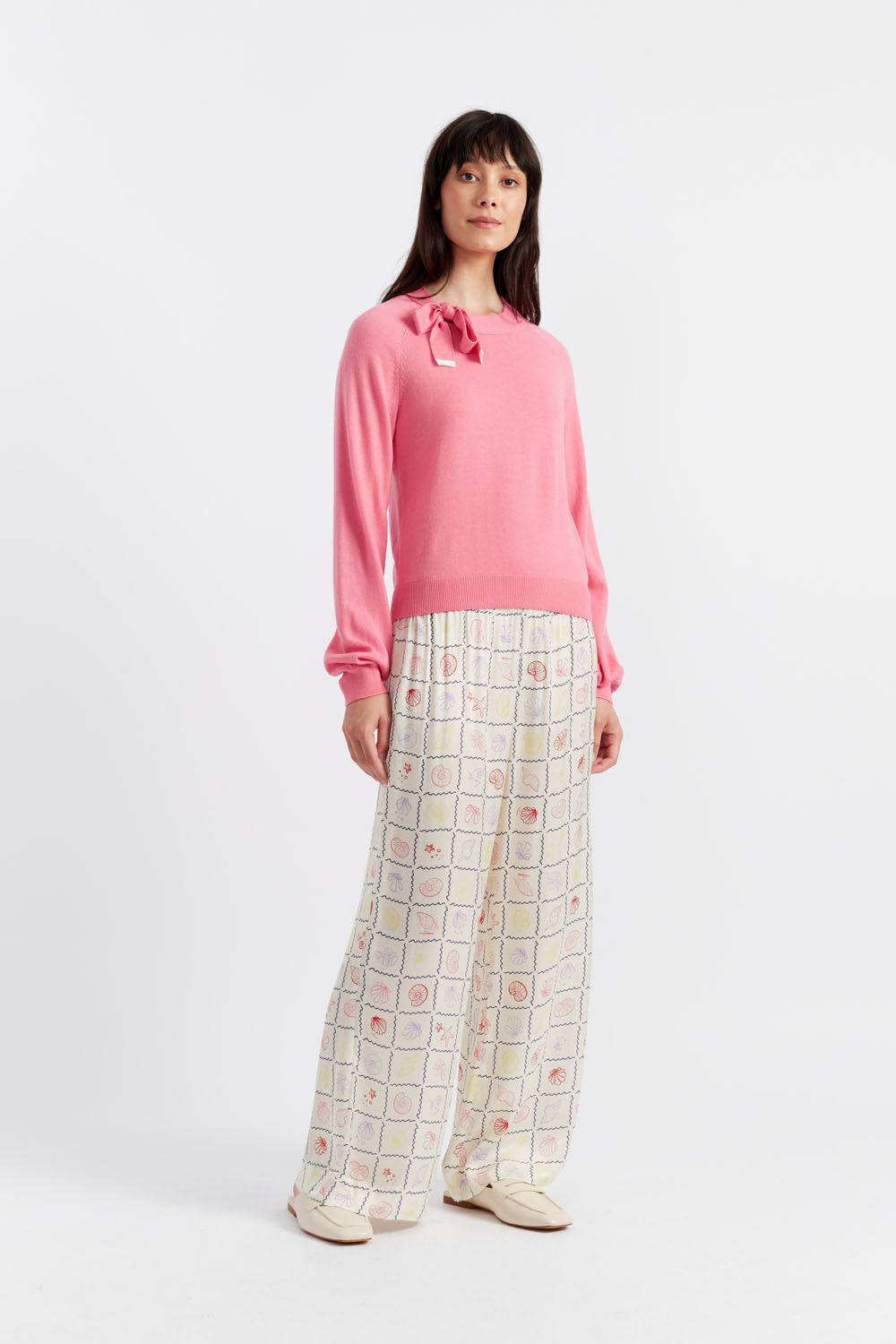 Women's Pink Merino Wool Sailor's Knot Sweater - Soft & Warm Knit Pullover for Fall & Winter Fashion