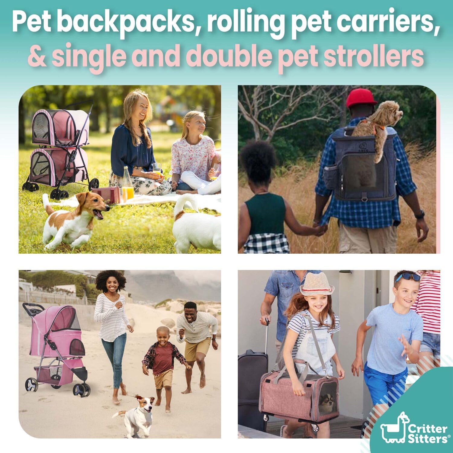 Critter Sitters 3-Wheel Jogging Dog Stroller - Lightweight Pet Stroller for Medium Dogs & Cats Up to 33lbs with Storage Basket & Cup Holders - Perfect for Running, Walking, Shopping & Outdoor Adventures (Pink)