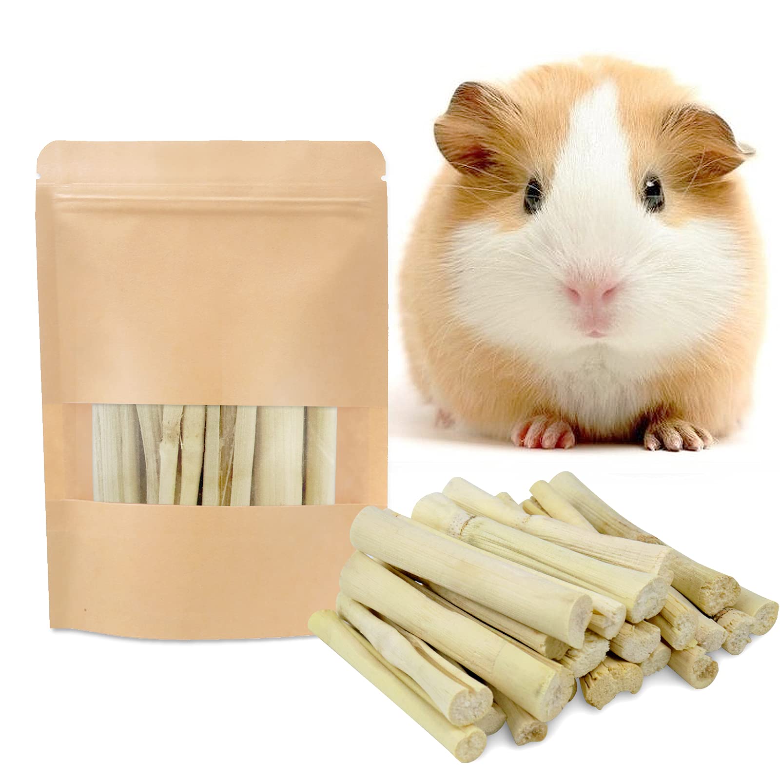 300g Barley Ears Sweet Bamboo Chew Sticks - Natural Teeth Cleaning Toys for Rabbits, Hamsters, Guinea Pigs & Small Pets - Perfect for Dental Health & Boredom Relief - Great for Cage Enrichment & Chewing Needs