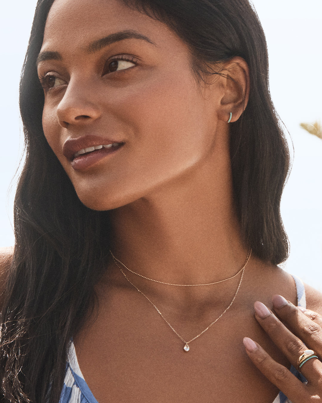 Turquoise Row Single Huggie Earrings - Minimalist Dainty Hoop Earrings for Women, Perfect for Everyday Wear & Gift Giving