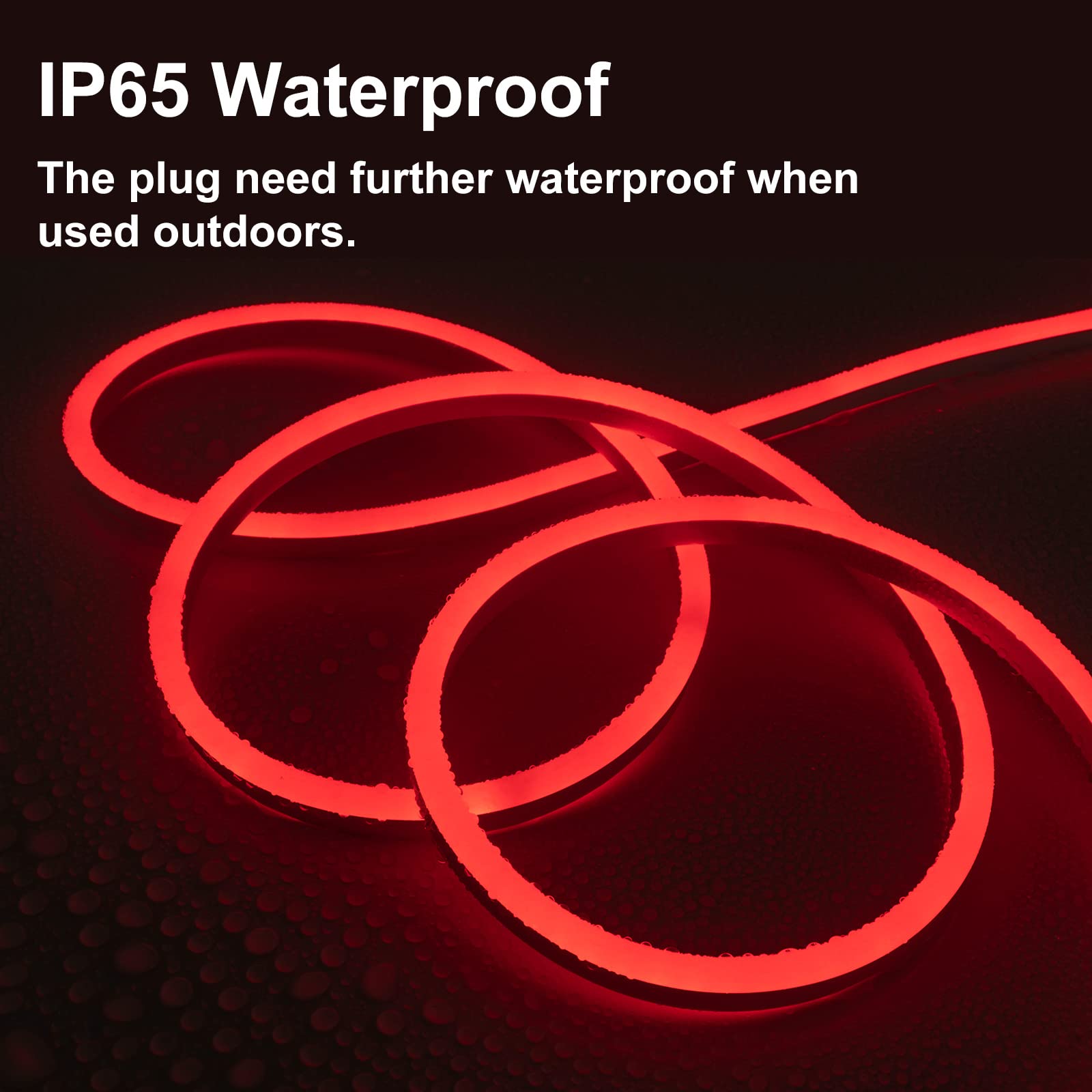 SURNIE 50ft Waterproof LED Strip Lights - Flexible Red Rope Lights for Indoor & Outdoor Use, 110V Cuttable & Connectable Neon Lights - Perfect for Room Decor, Festival Lighting, Commercial Buildings, and DIY Projects