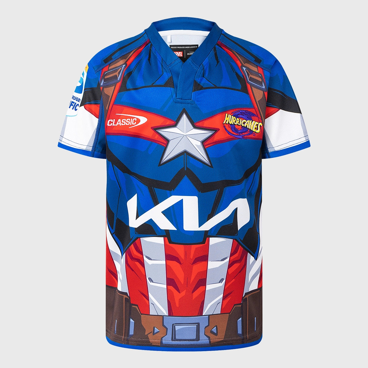 Captain America Rugby Shirt for Kids - Classic Hurricanes Replica Jersey | Superhero Costume & Sports Fan Gift