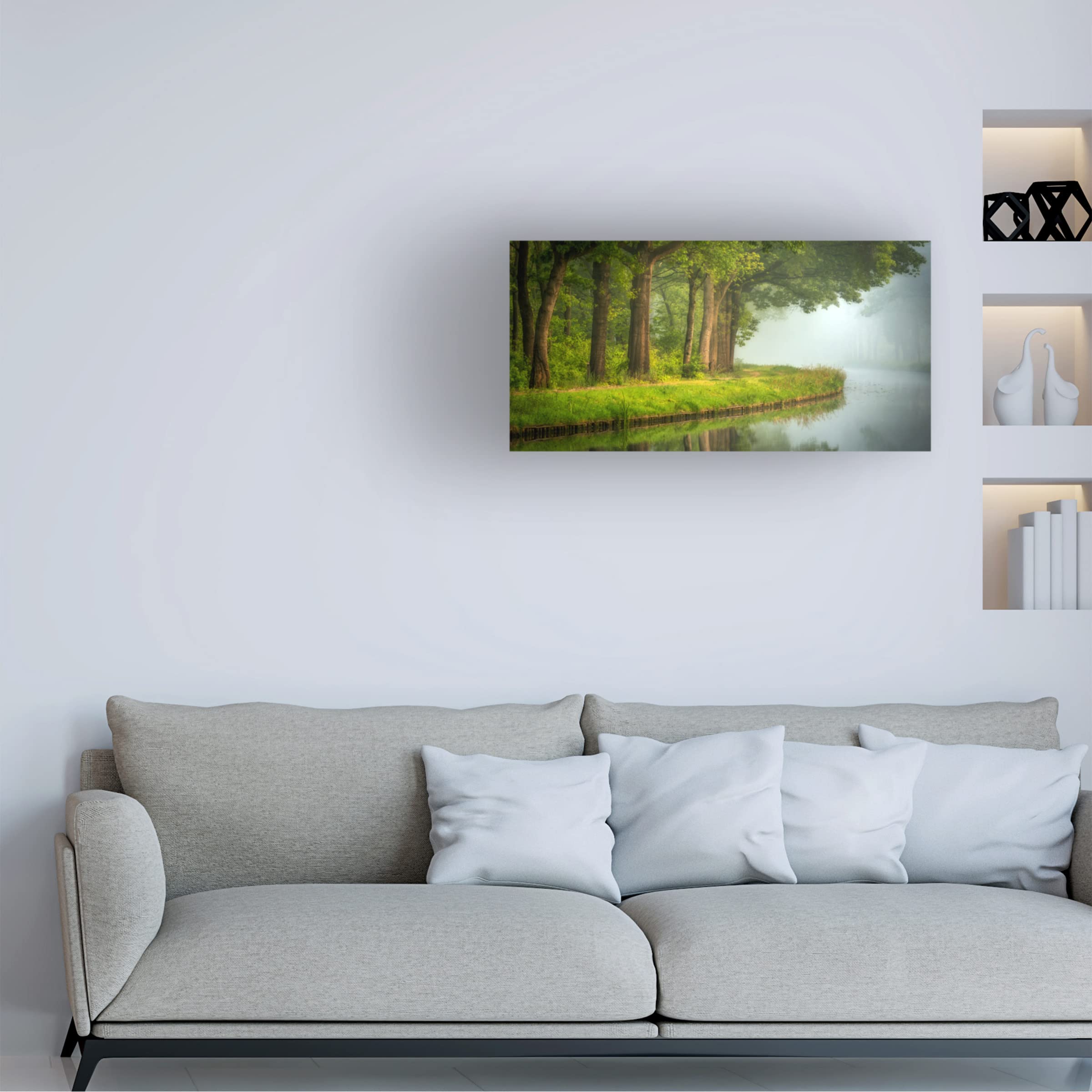 Trademark Fine Art 'Spring' Canvas Wall Art by Sus Bogaerts - Floral Landscape Painting for Living Room, Bedroom & Office Decor