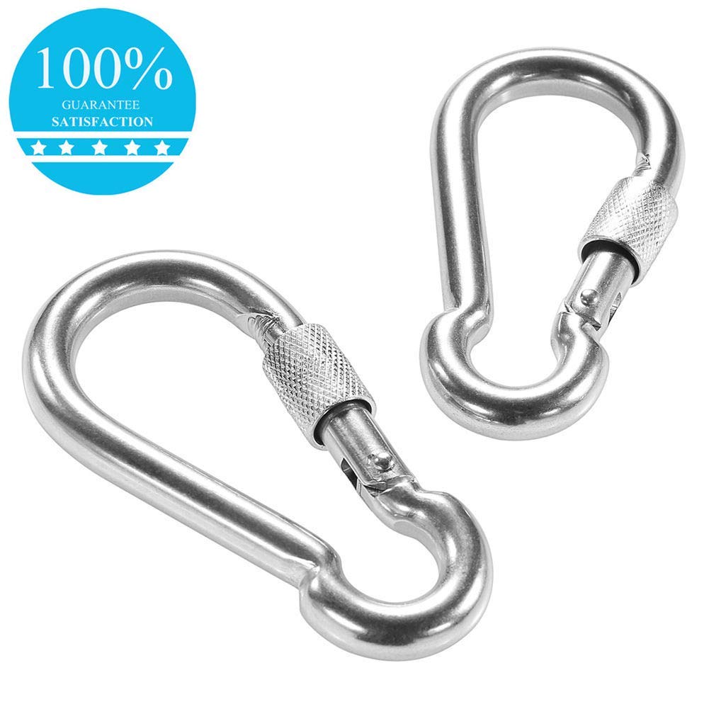 Heavy Duty 316 Stainless Steel Screw Lock Carabiner Hooks - PROND Locking Carabiners for Rock Climbing, Hiking, Camping & Outdoor Safety Gear