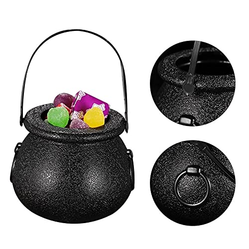 10Pcs Mini Witch Skull Cauldron Halloween Candy Bucket - Plastic Trick or Treat Containers for Halloween Decorations, Witch Party Supplies, Wizard Theme Party, St Patrick's Day Decor - Perfect for Halloween Parties, Haunted House Props & Themed Events