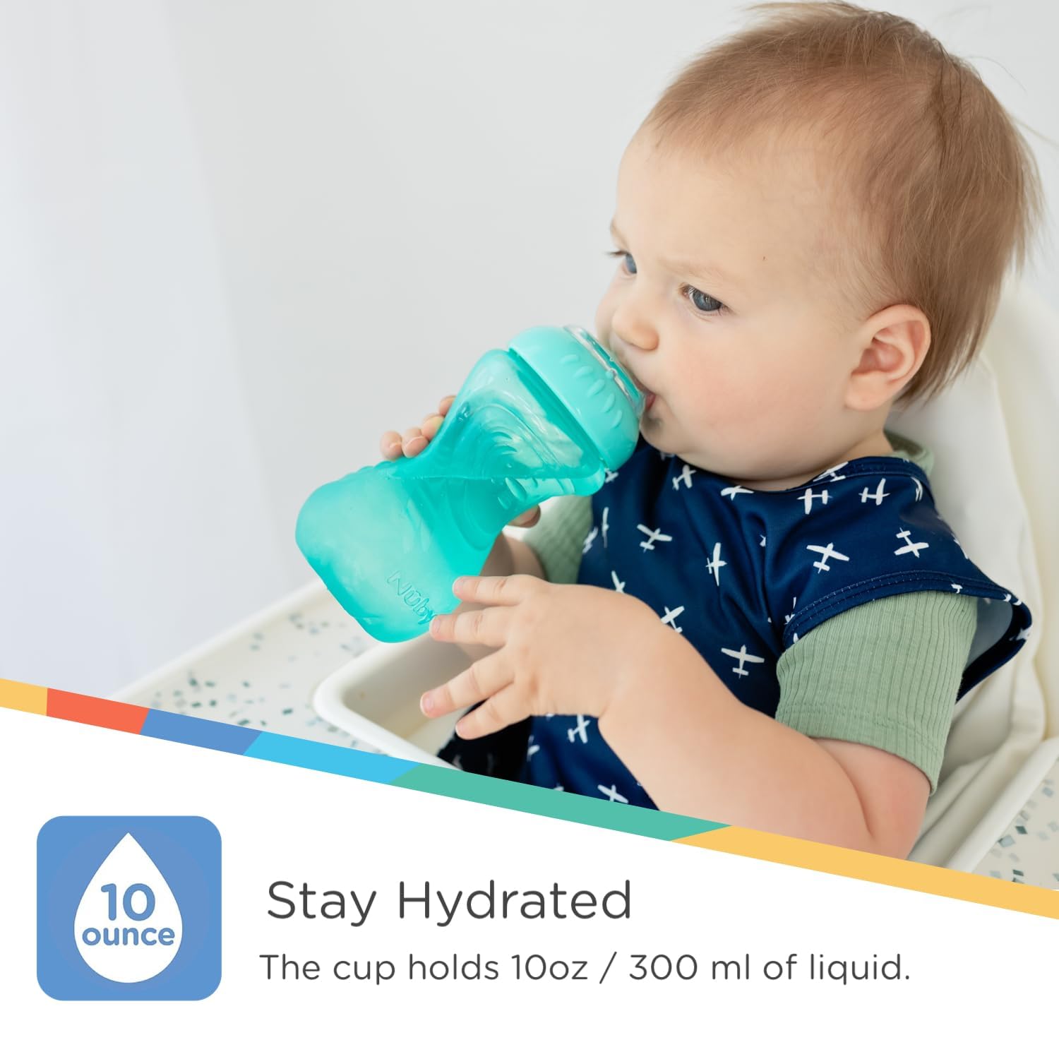 2 Pack 10oz Spill-Proof Toddler Sippy Cups with Soft Spout - Easy Grip, Dishwasher Safe - Aqua & Coral for Baby Feeding, Travel & Daycare Use
