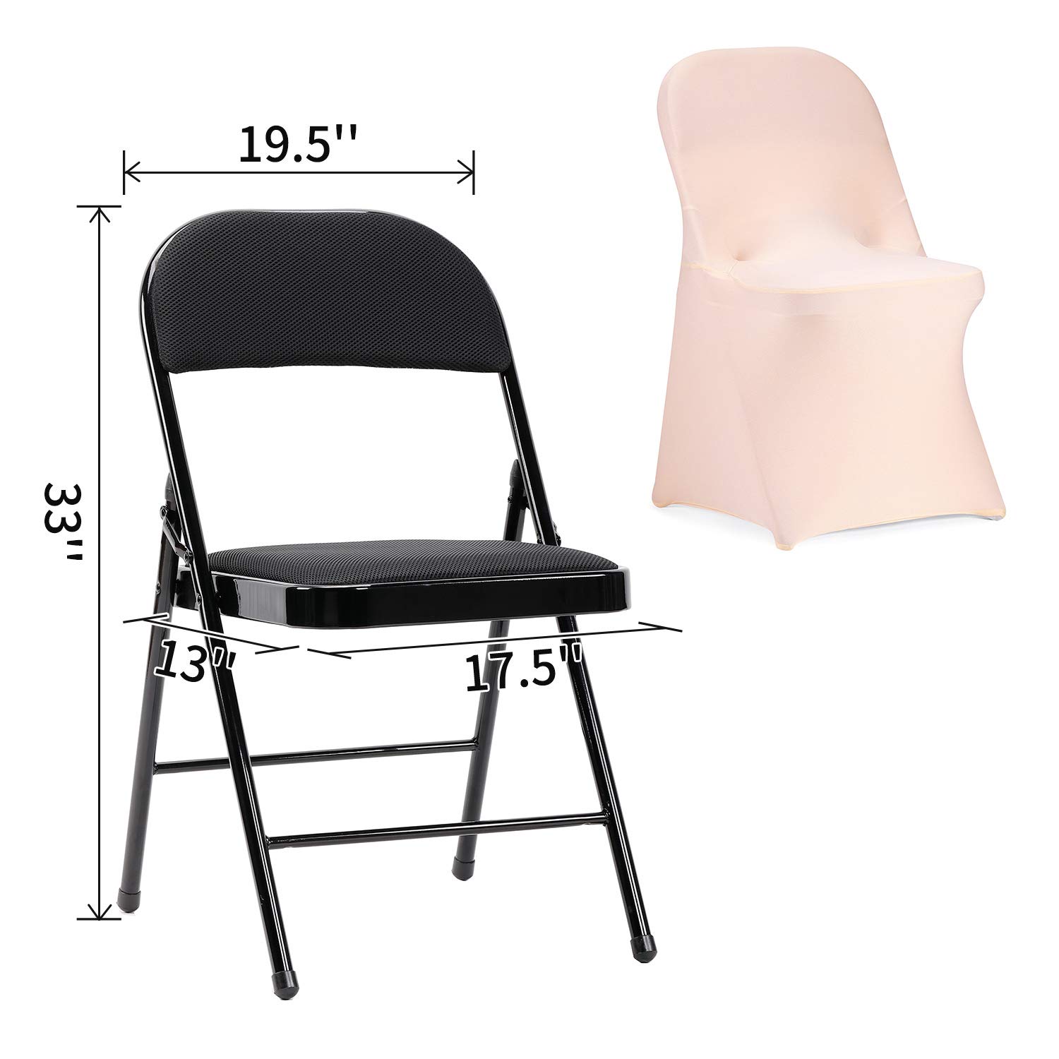 Peomeise Stretch Spandex Folding Chair Covers - 6 Pack Blush Pink Elastic Banquet Chair Slipcovers for Weddings, Parties, Dining Events & Home Decor