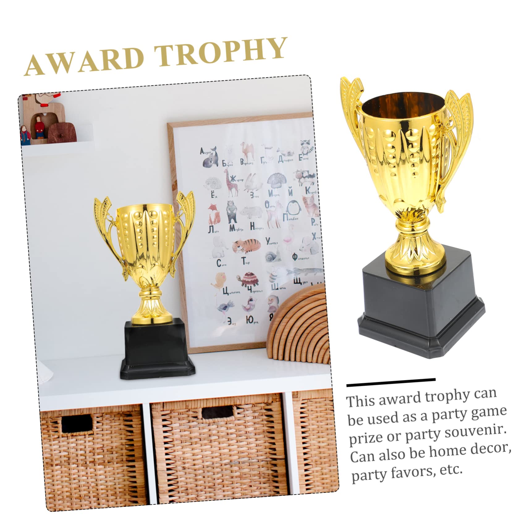 WOONEKY 1pc Golden Plastic Trophy Cup - Competition Award, Winning Prize for Sports, Academic Achievements & Corporate Events - Perfect for School Awards, Office Recognition & Tournament Ceremonies