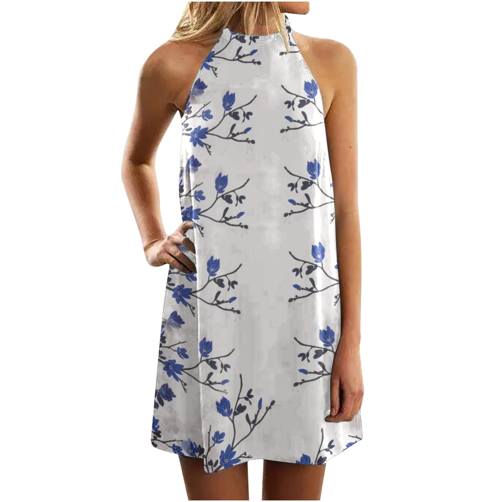 2022 Summer Women's Fashion Casual Sleeveless Mini Dress - Sexy Pullover Printed Sundress for Beach, Party & Vacation Outfits