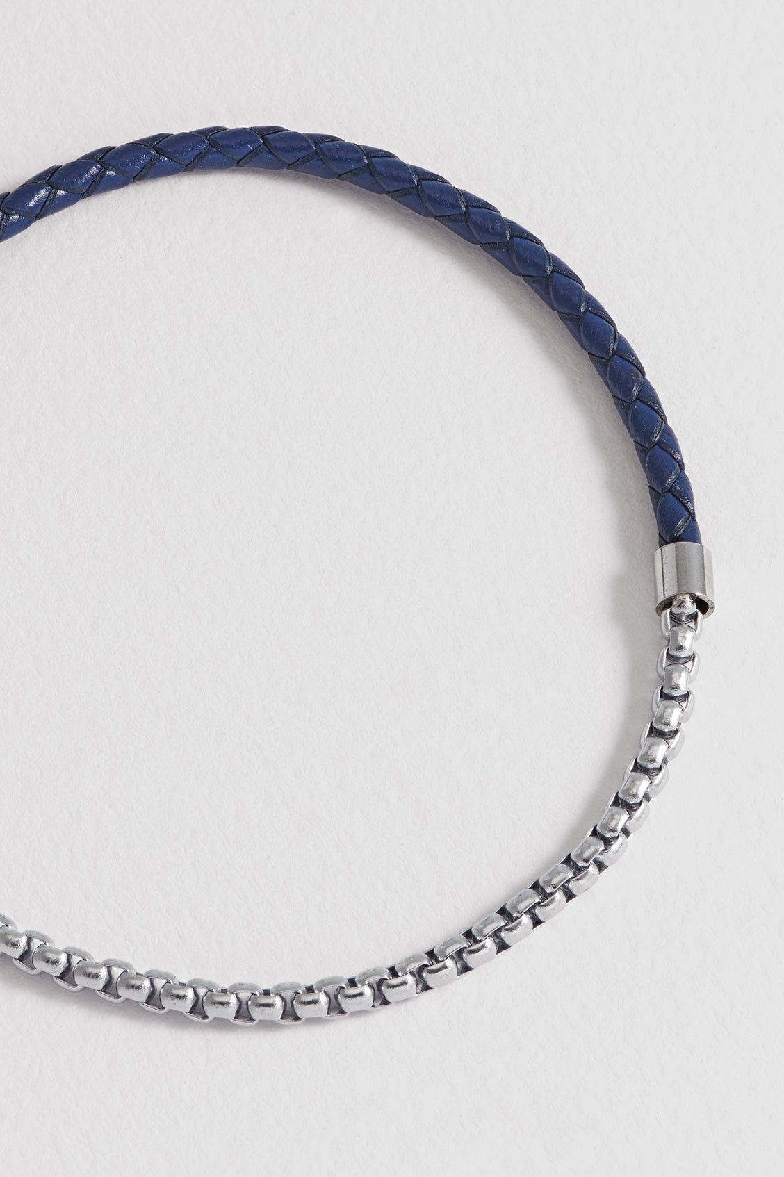 Stylish Men's Navy Blue Leather Bracelet with Chain Hook - Perfect for Casual Wear, Gifts & Everyday Fashion Accessories