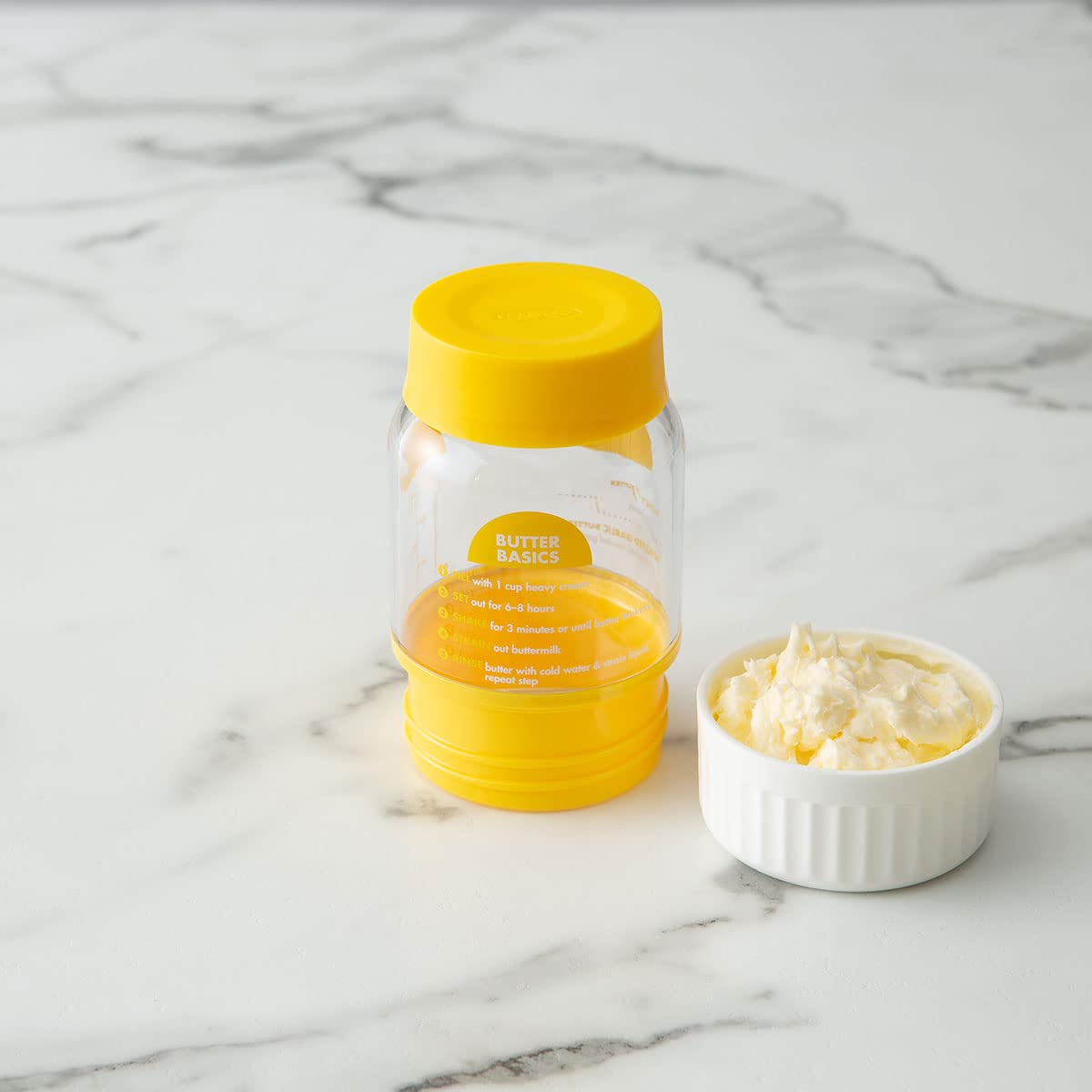 Chef'n 102-567-017 Buttercup Butter Maker - Handheld Lemon/Meringue Colored Butter Churner for Fresh Homemade Butter - Perfect for Baking, Cooking & Spreading on Toast