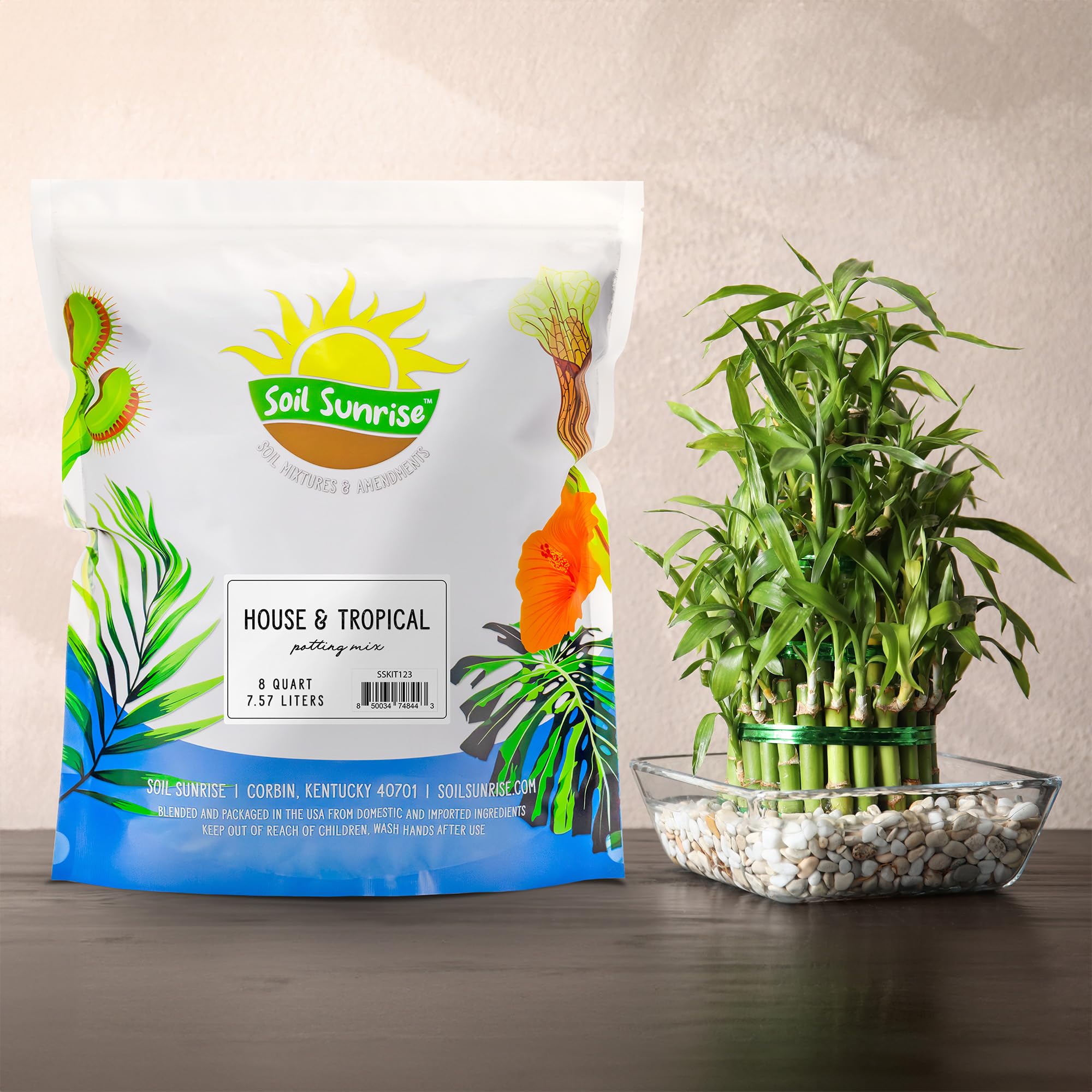 Premium Tropical House Plant Potting Soil Mix - 8 Quarts Nutrient-Rich Blend for Indoor & Outdoor Plants | Perfect for Pothos, Monstera, Ferns & Container Gardening