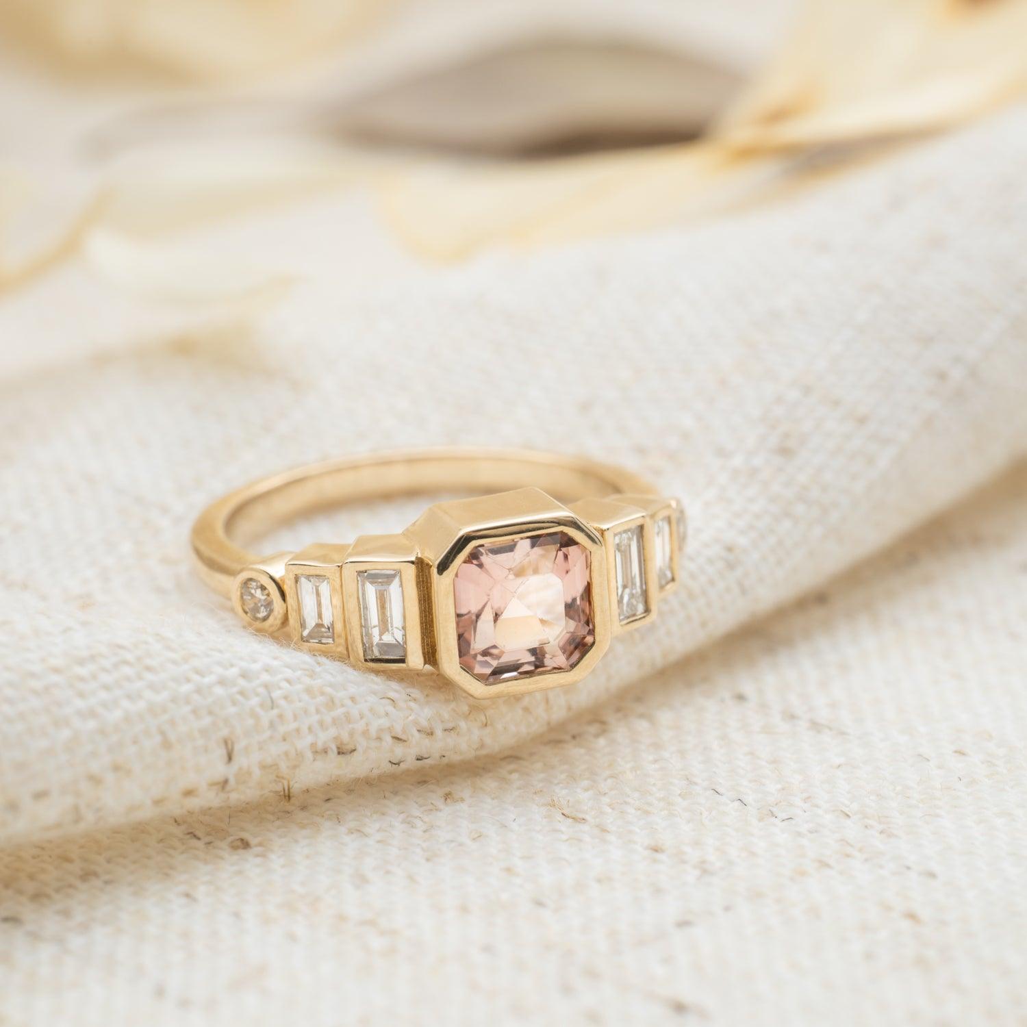 14K Gold Rwanda Pink Tourmaline Ring - Elegant Jewelry for Women, Perfect for Engagement, Wedding & Special Occasions