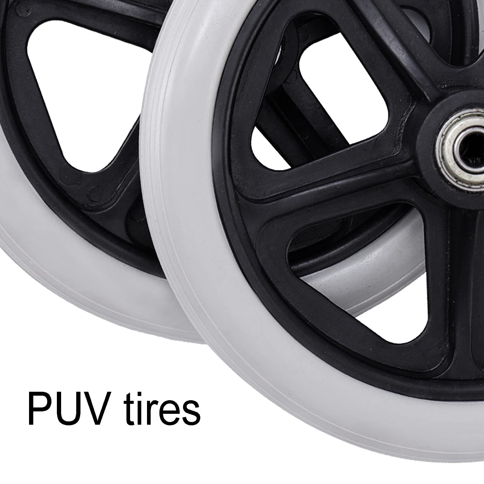 6/7 Inch Anti-Slip Rubber Wheelchair Walker Replacement Wheels - Gray 6in Front Caster Rollator Wheels for Mobility Aids & Medical Equipment - Perfect for Elderly Care, Hospital Use & Home Mobility Assistance