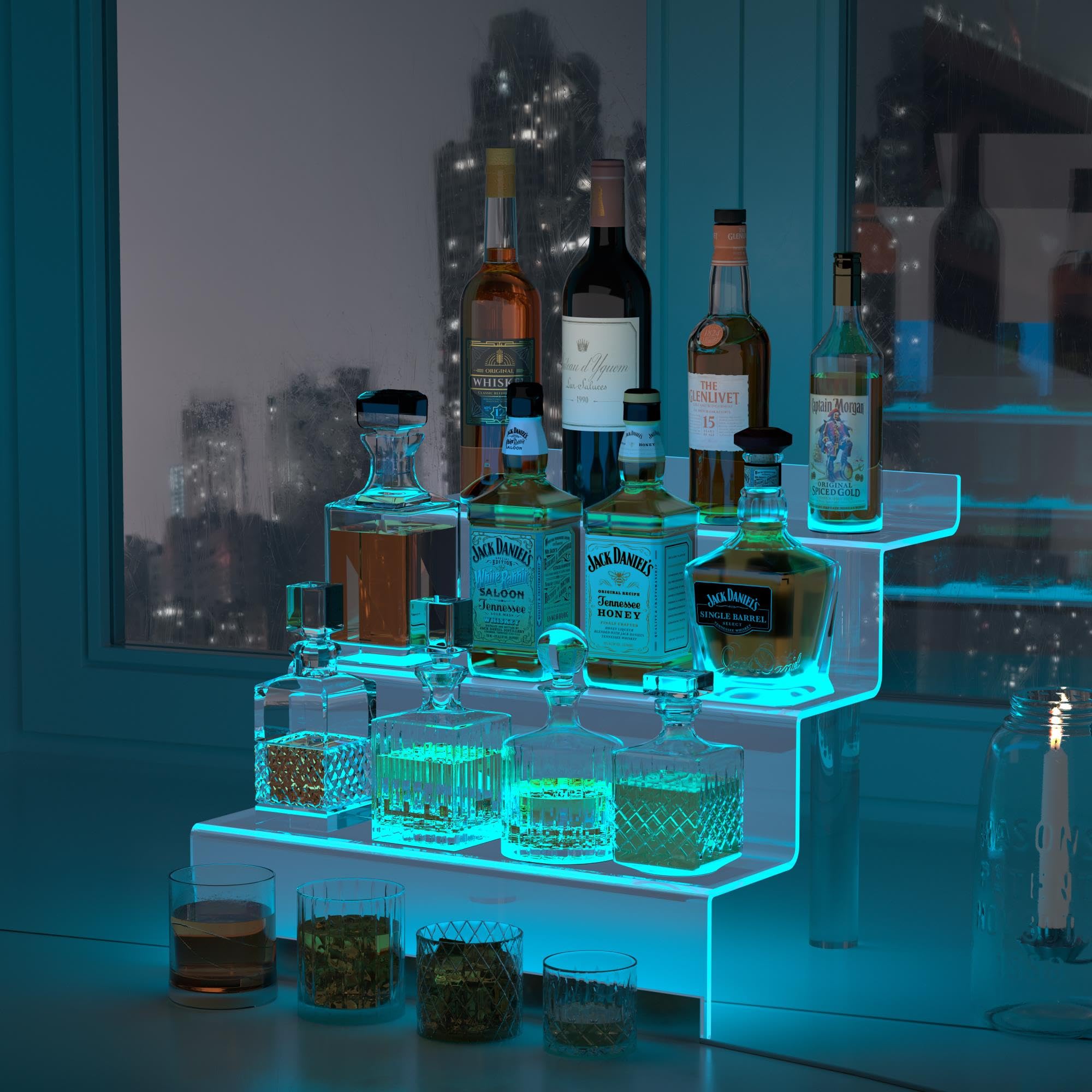 3-Tier Acrylic Perfume Display Stand with LED Lights - Clear Cologne Organizer for Men & Women, Multi-Purpose Shelf for Fragrances, Figures, Cupcakes & Desserts - Perfect for Vanity, Bathroom & Retail Store Displays