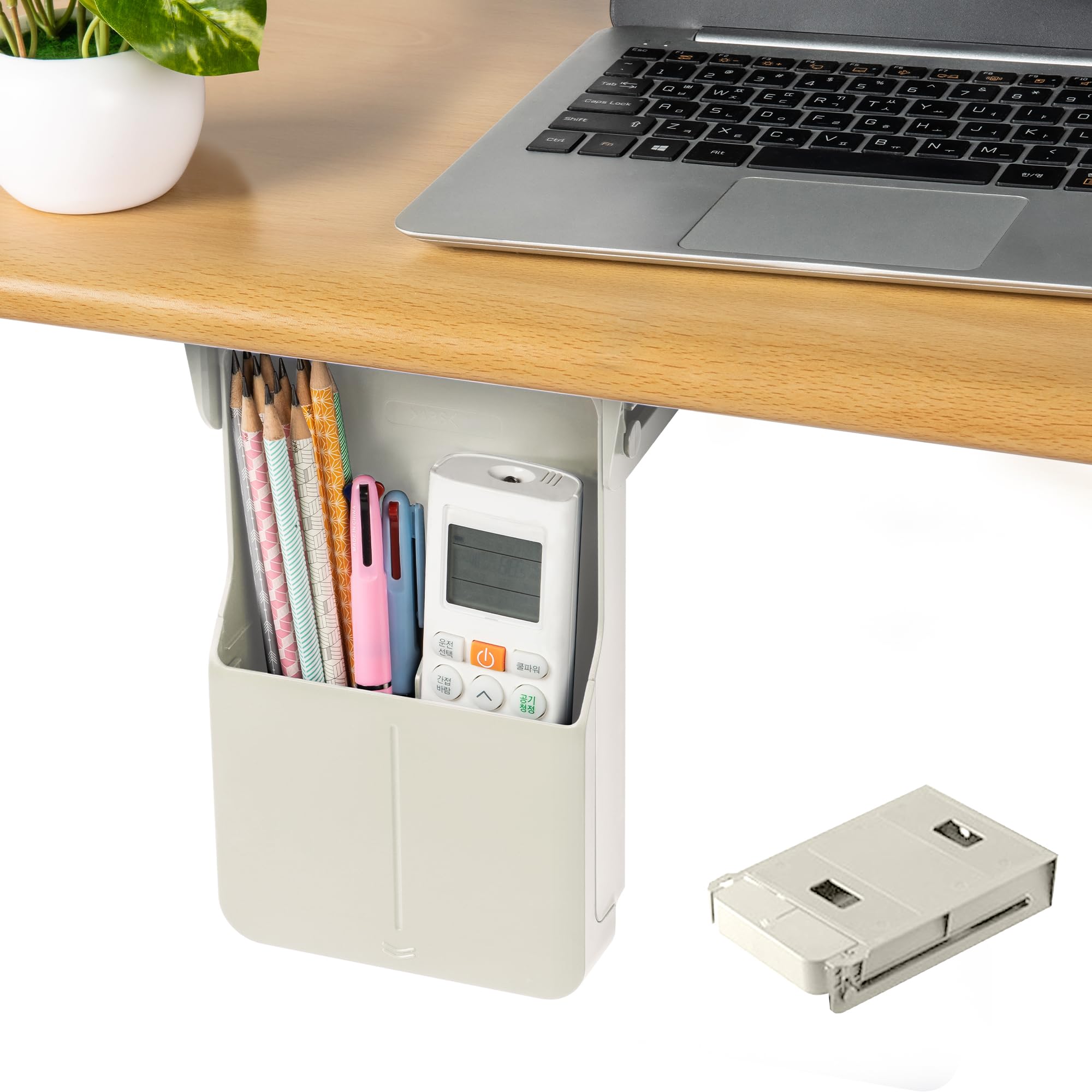 Under Desk Drawer Organizer - Hidden Storage Tray for Office & School Supplies, Pens, Pencils, Phone Accessories (Small, Grey) - Perfect for Workspace Organization & Clutter-Free Desks
