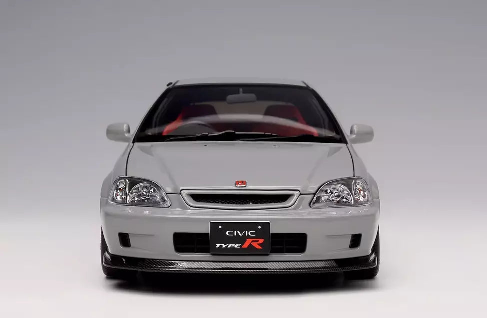 MotorHelix 1:18 Scale Honda Civic Type R EK9 Diecast Model Car - Nardo Gray Collectible for Car Enthusiasts & Display Showcase