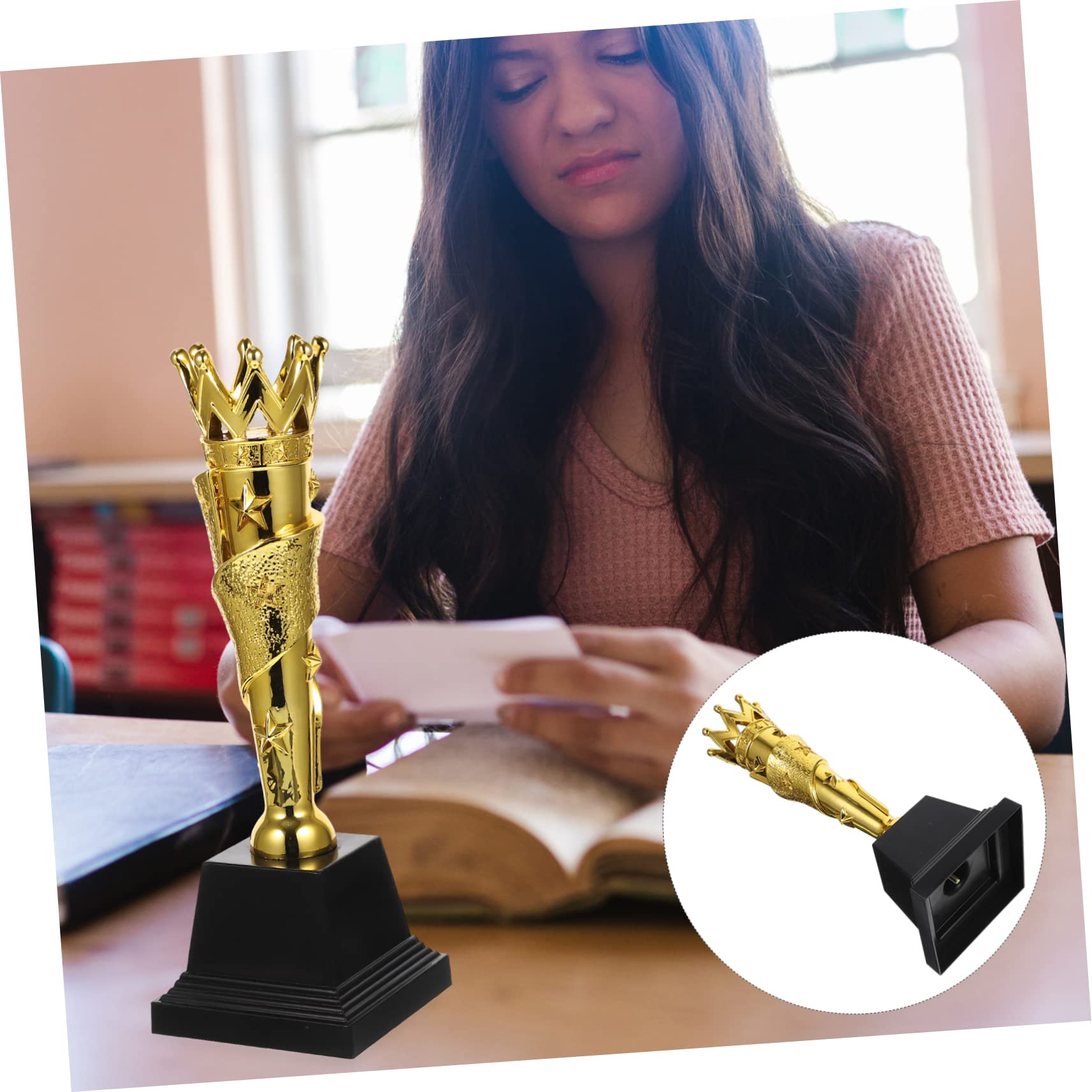 Yardwe 2-Pack Golden ABS Trophy Awards for Kids - Perfect for School Competitions, Sports Events & Achievement Celebrations