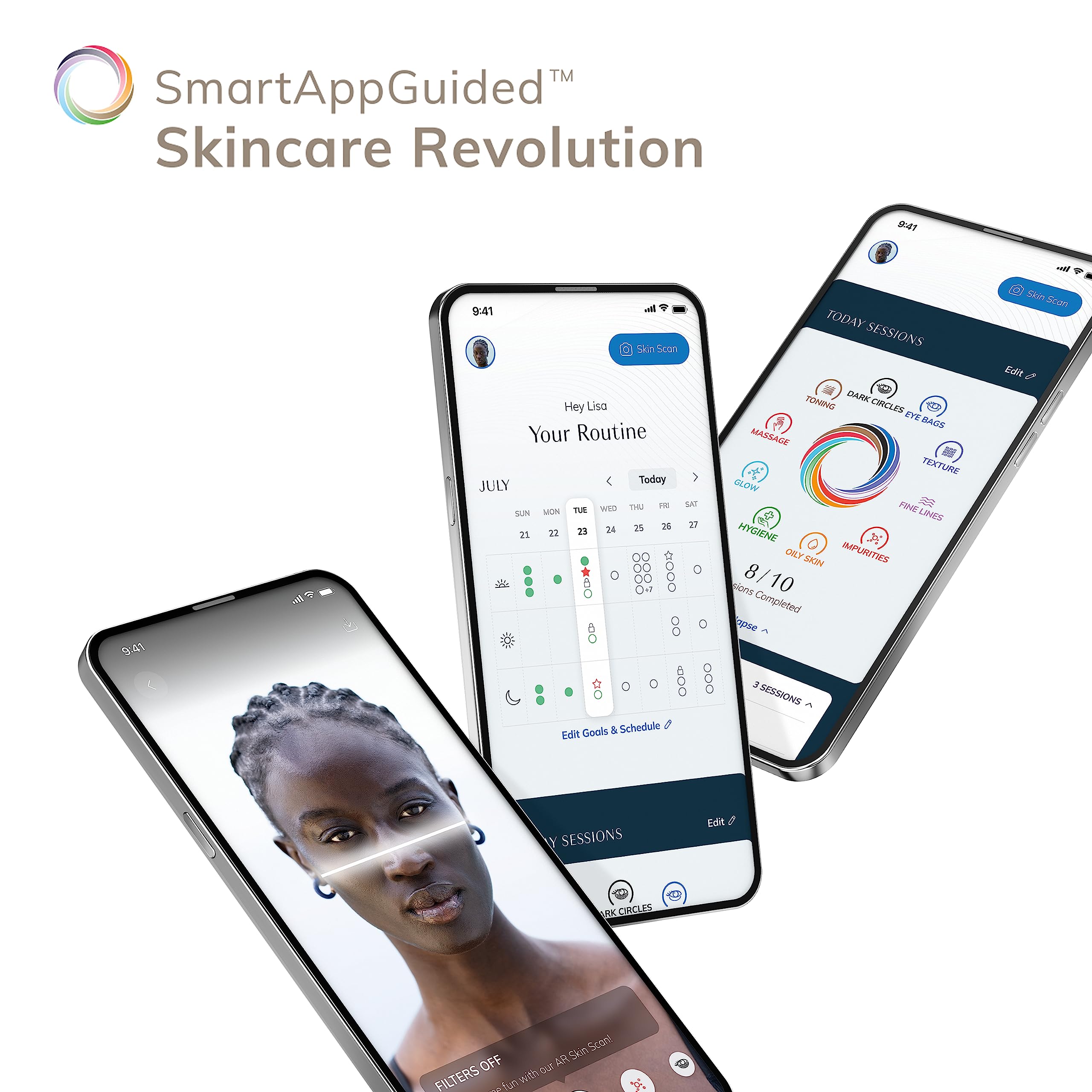 SmartAppGuided™ 4-in-1 Professional Facial Cleansing Brush with Handle - Soft Silicone Skin Cleansing Brush for Gentle Exfoliation & Deep Cleaning | Perfect for Daily Skincare Routine, Makeup Removal & Spa-like Facial Treatment at Home