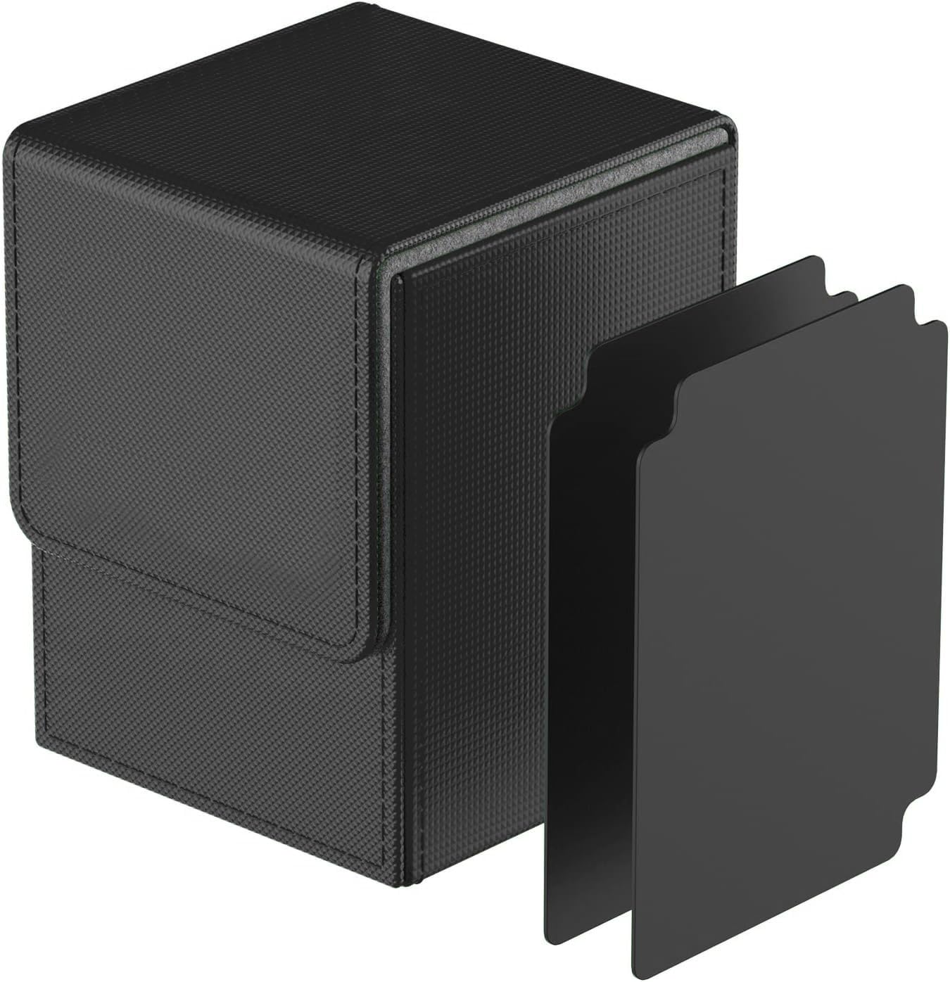 DRZERUI Lorcana Card Deck Box - Holds 100 Double-Sleeved Trading Cards with Dividers - Classic Black Storage Case for TCG, CCG, and Collectible Card Games - Perfect for Game Nights and Card Protection