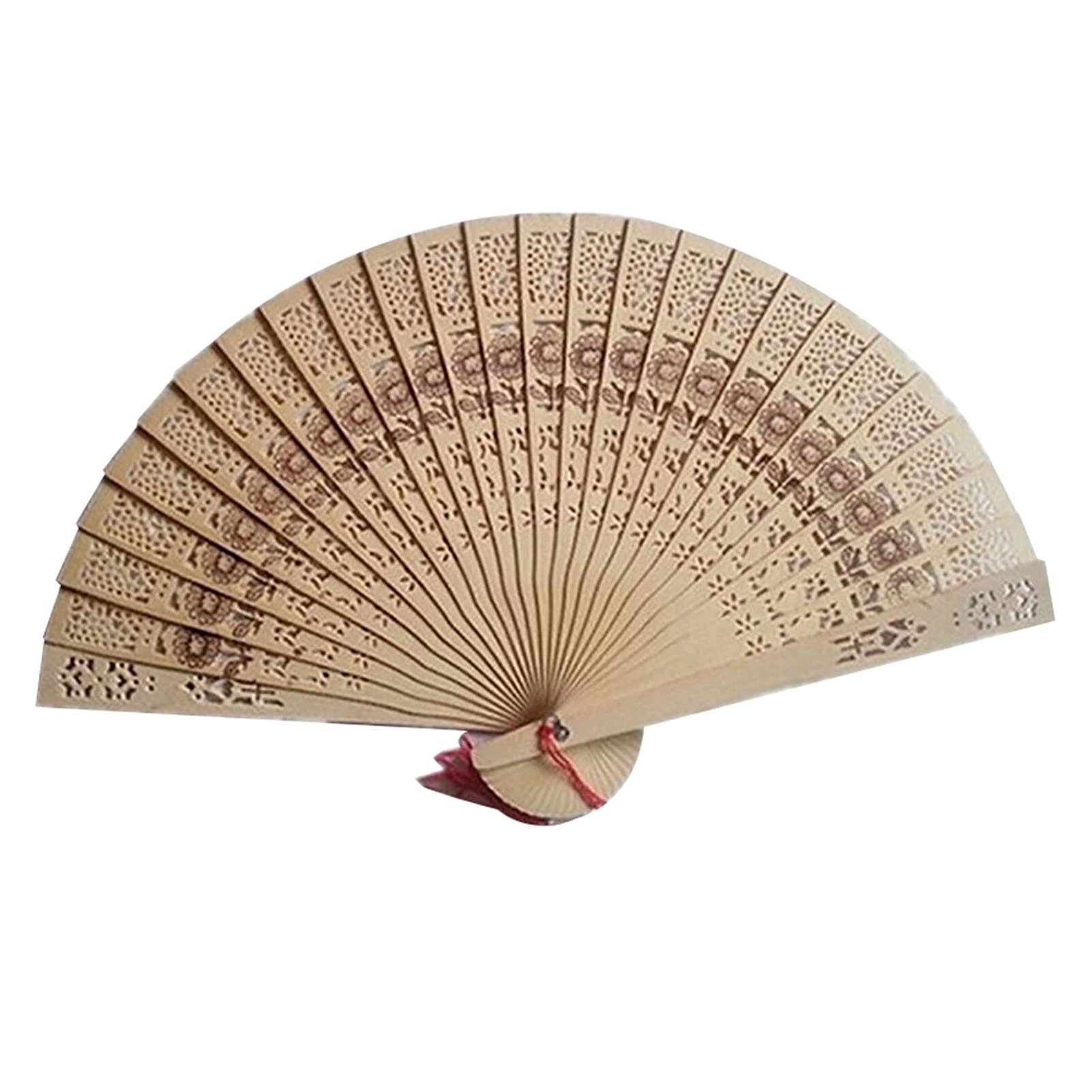 HEVIRGO Wooden Hand Fan for Women - Floral Embroidery, Smooth Opening, Portable & Elegant - Perfect for Weddings, Cosplay, and Summer Cooling