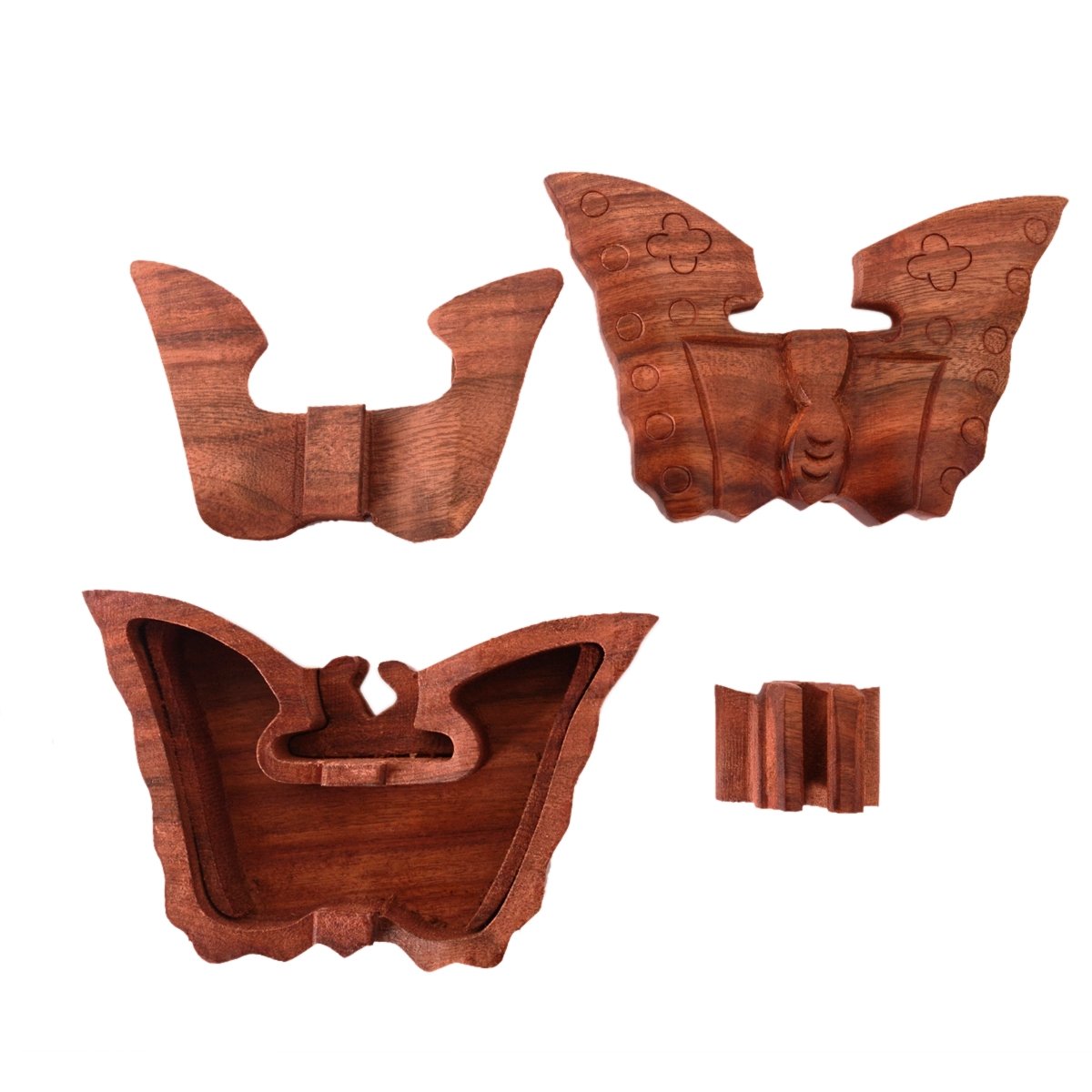 Purpledip Handmade Wooden Puzzle Box 'Butterfly' - Brain Teaser Mystery Keepsake Gift Box with Secret Compartment (11060) | Perfect for Escape Room Games, Treasure Hunts & Unique Gift Giving