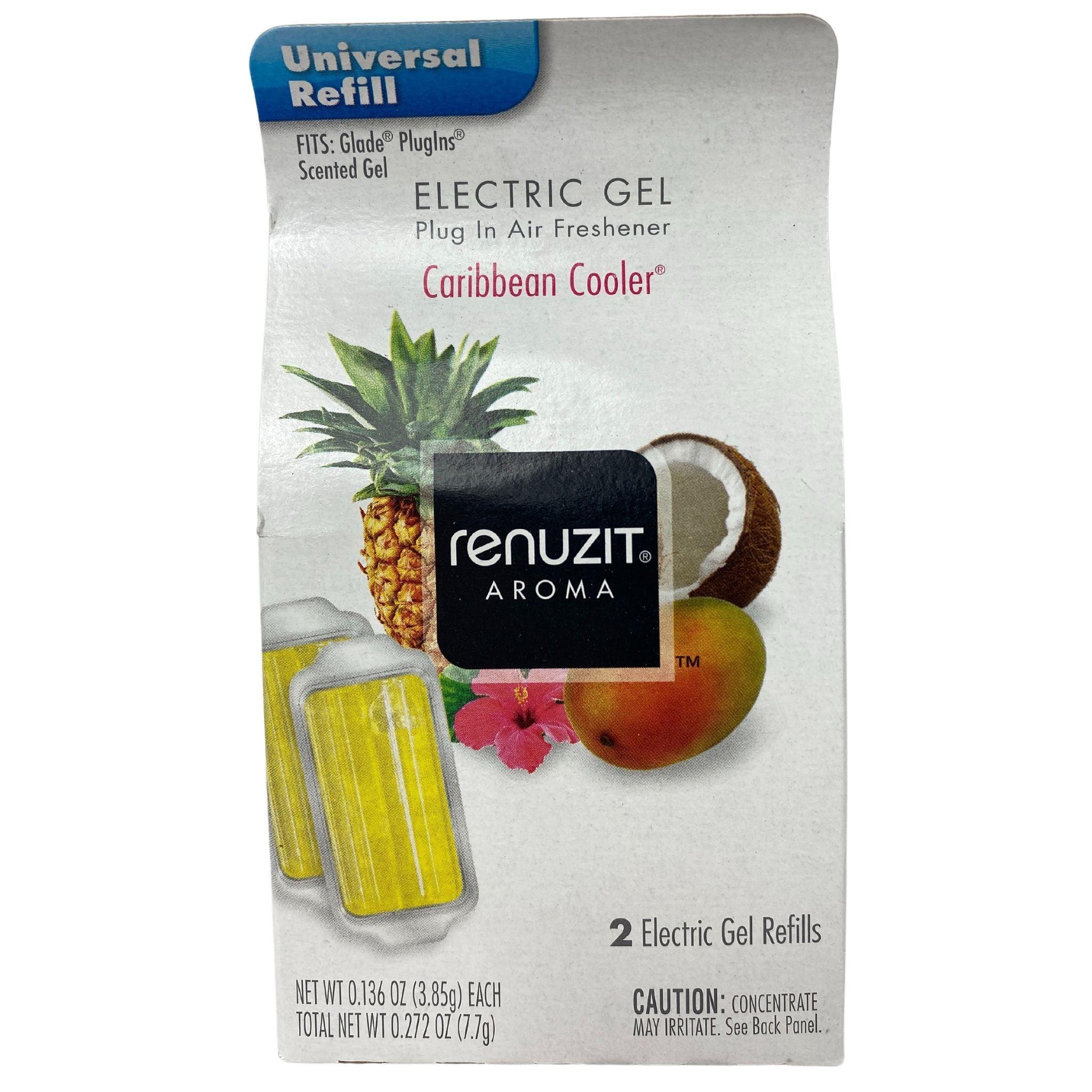 Renuzit Electric Gel Plug In Air Freshener Refills - Caribbean Cooler Scent (120 Count) for Home, Office & Bathroom - Long-Lasting Fragrance & Odor Eliminator