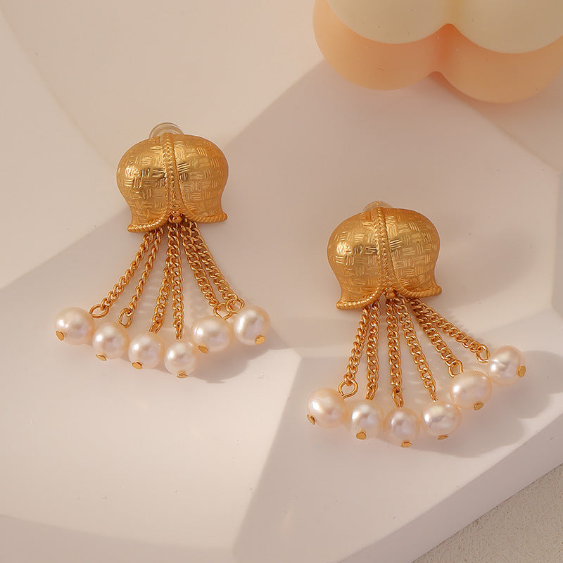 Vintage Lily of the Valley Pearl Earrings for Women - Dainty Floral Pearl Stud Earrings | DMS343 | Perfect for Weddings, Anniversaries & Special Occasions